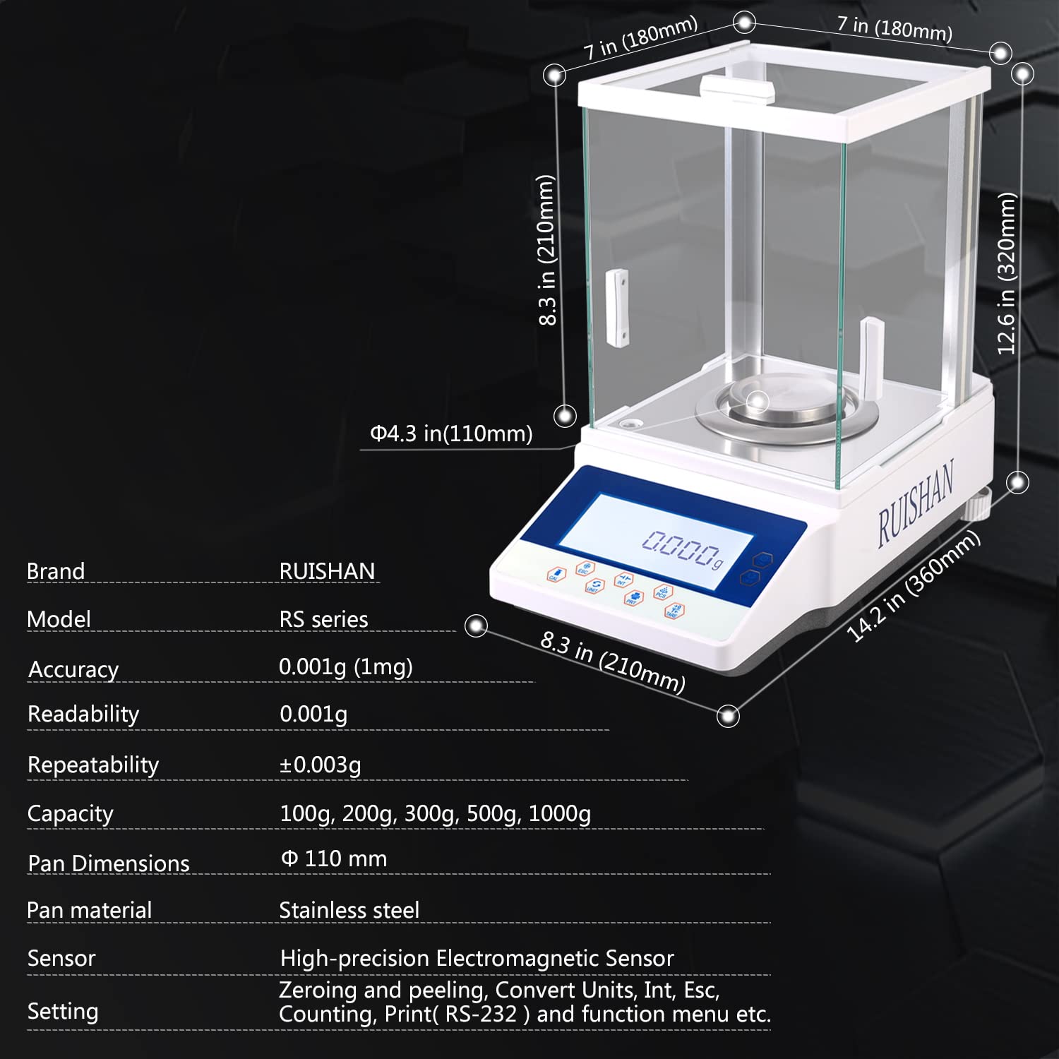 300g x 0.001g High Precision Digital Analytical Balance Scale - Laboratory, Jewelry & Pharmacy Scale with External Calibration | Perfect for Scientific Research, Gem Weighing & Chemical Measurements