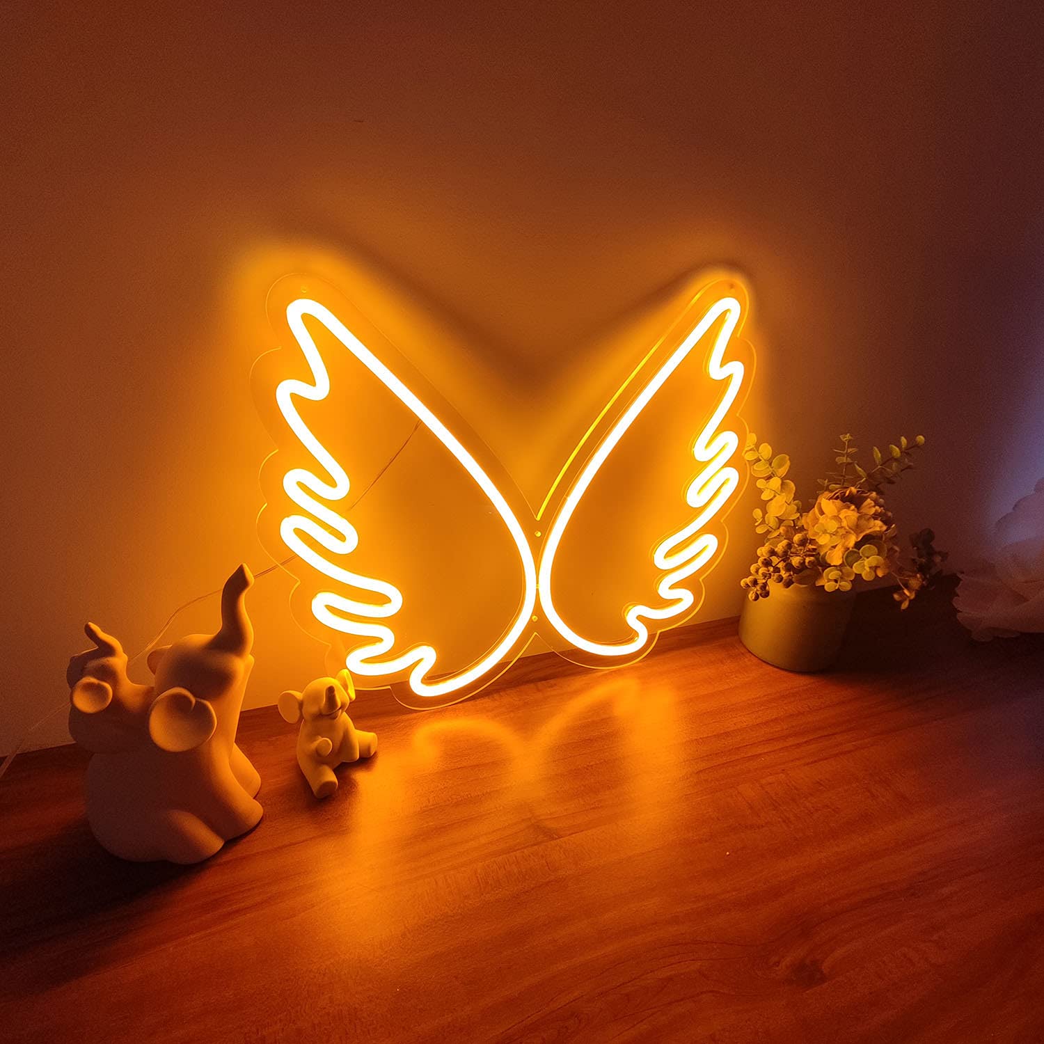 LED Neon Sign Light - Wings Wall Decor for Home, Bar & Pub | Unique Housewarming & Birthday Gift | Warm White Visual Artwork | Perfect for Bedroom, Living Room & Party Decorations