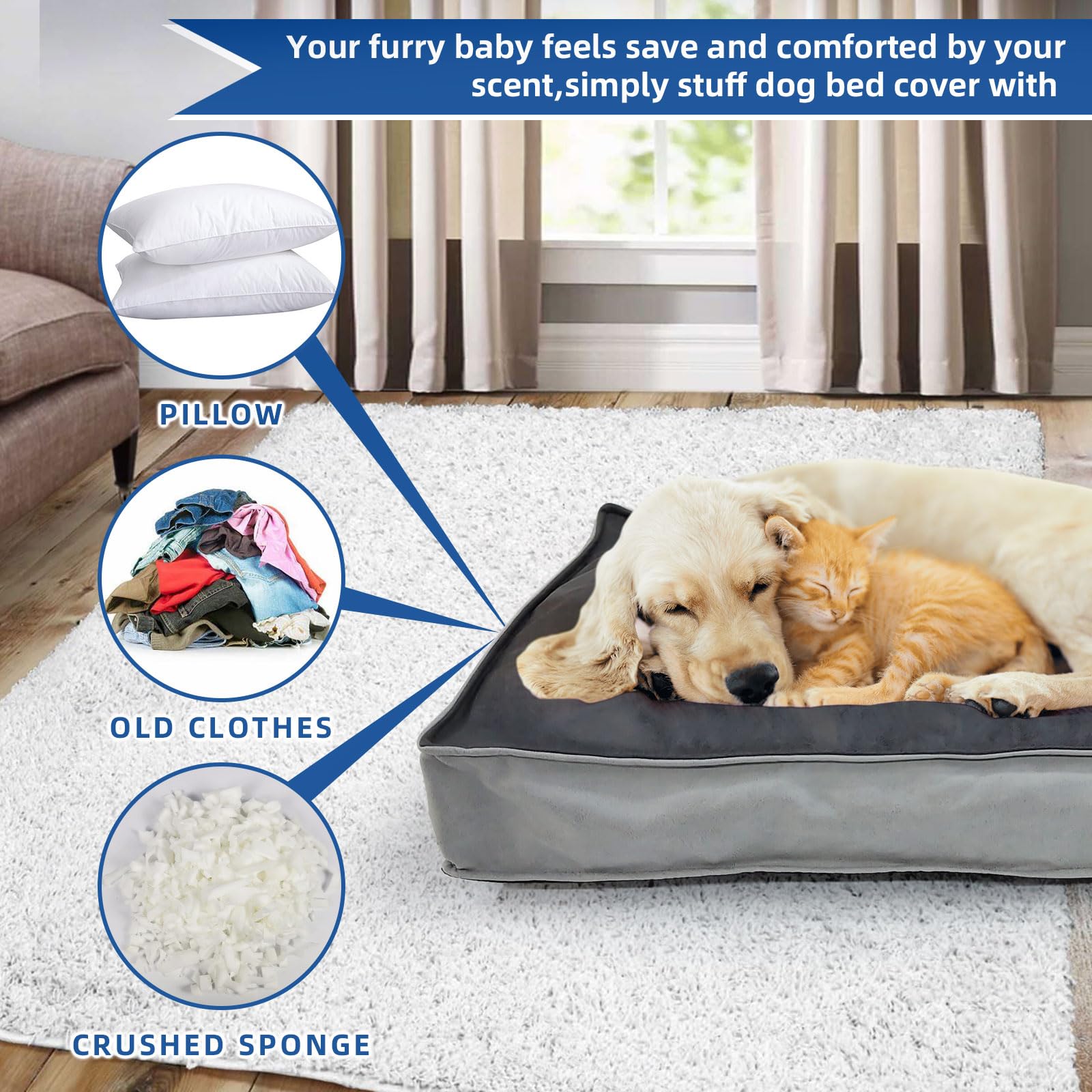 Washable Removable Faux Leather Dog Bed Cover - 41