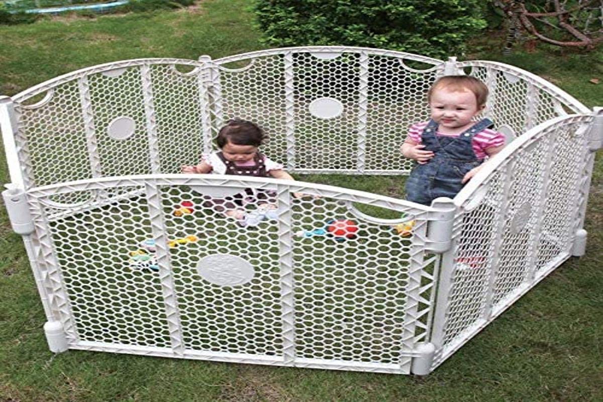 Honeycomb Play Yard for Babies & Toddlers - Indoor & Outdoor Safety Gate - White - Perfect for Playrooms, Backyards & Childproofing