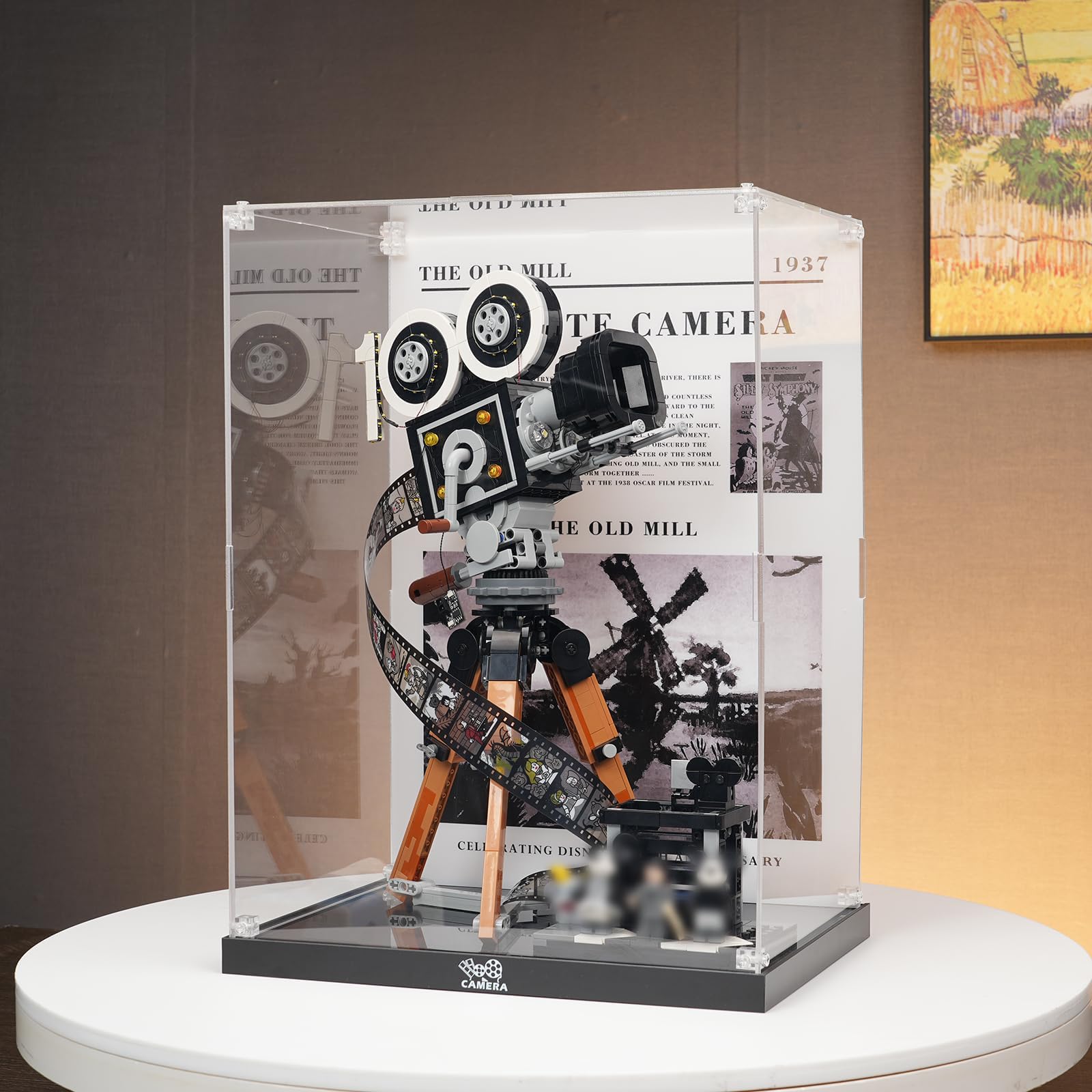 Clear Acrylic Display Case for LEGO Disney Walt Disney Tribute Camera 43230 Building Set - Dustproof Protection Box with Base & HD Painted Background (Model Not Included) | Perfect for Collectors, Home Decor, and Gift Display
