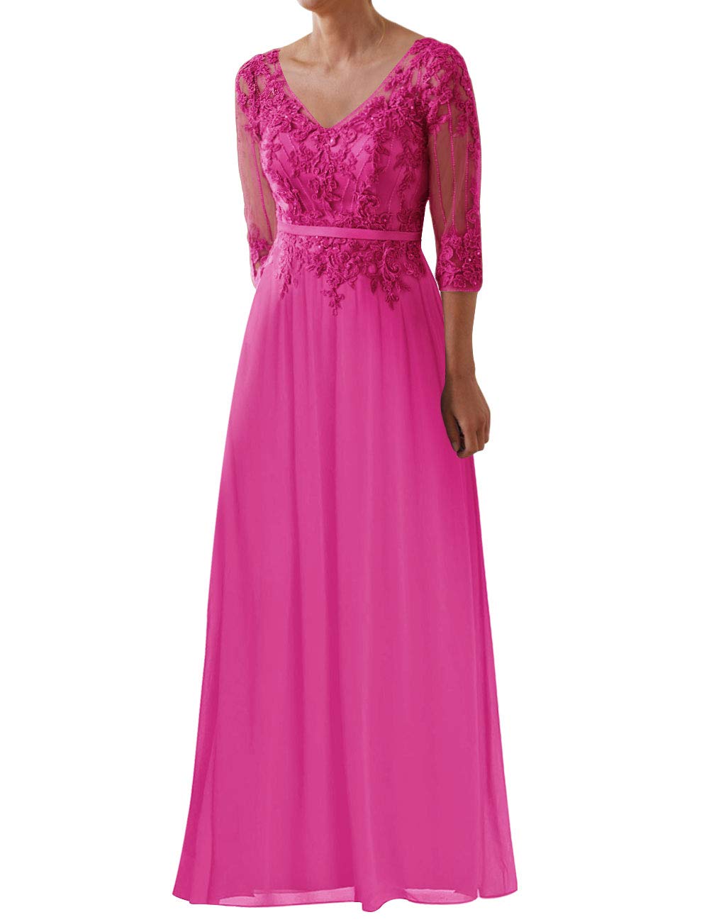 Elegant Lace Mother of The Bride Dress with Sleeves - Formal Chiffon Evening Gown for Weddings, Galas & Special Occasions