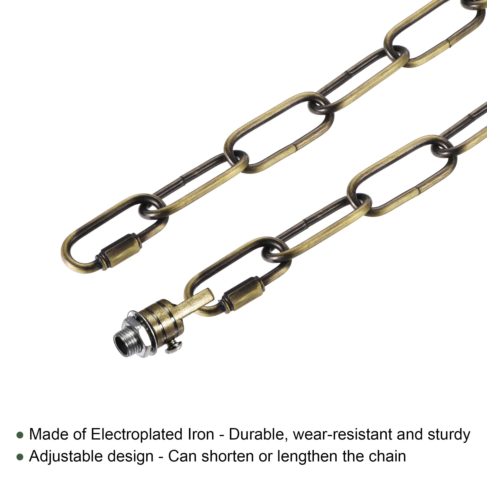 YOKIVE 12-Inch Bronze Pendant Light Fixture Chain Set - 4mm Thick Chandelier Hanging Links with Connector Hooks Ring - Perfect for Ceiling Lights, Lamps & Home Decor - Ideal for Dining Rooms, Bedrooms, and Living Room Lighting Fixtures