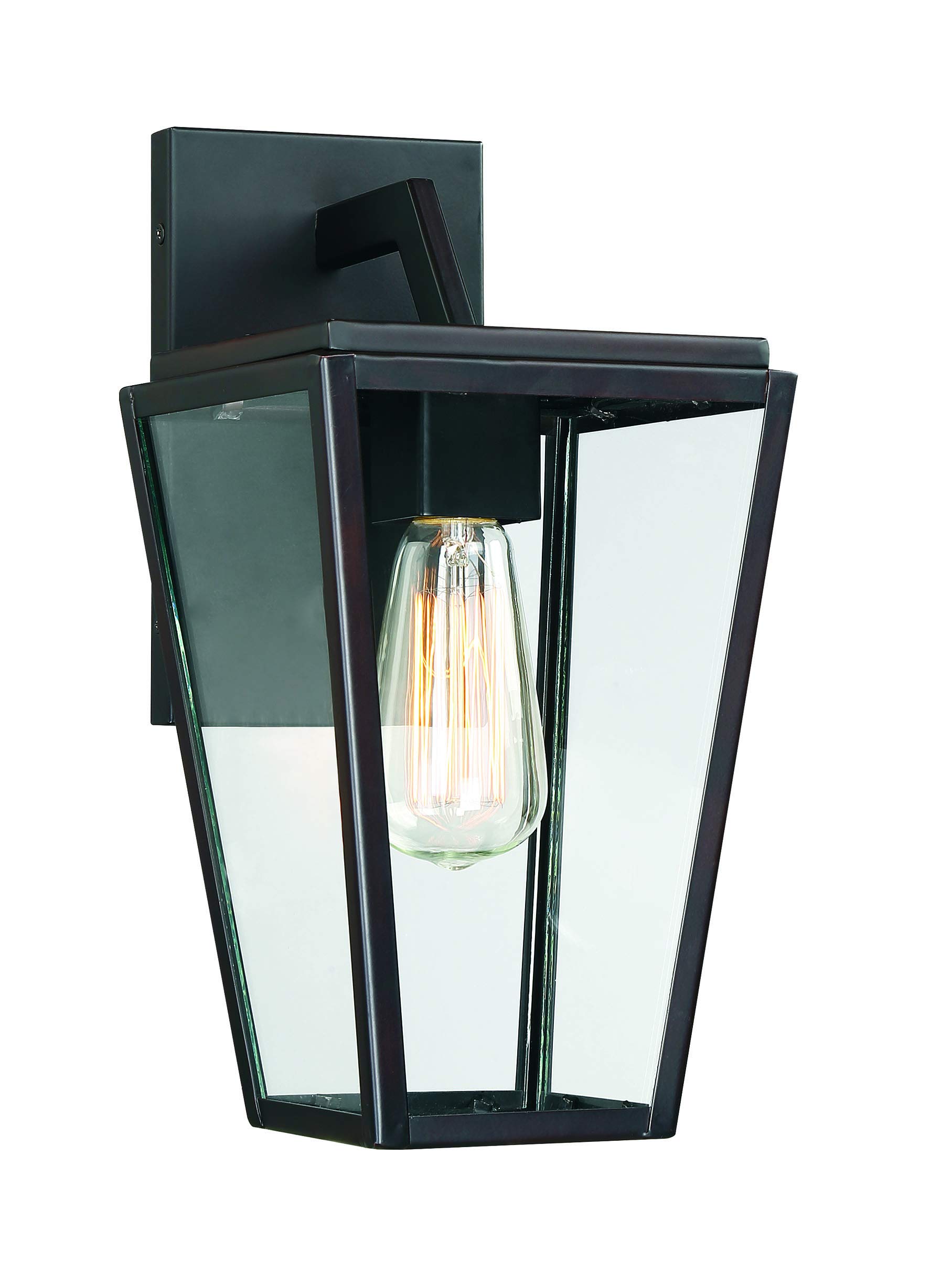 Savoy House Milton Modern Clear Glass Outdoor Wall Lantern - 1-Light 60W, English Bronze Finish, 13