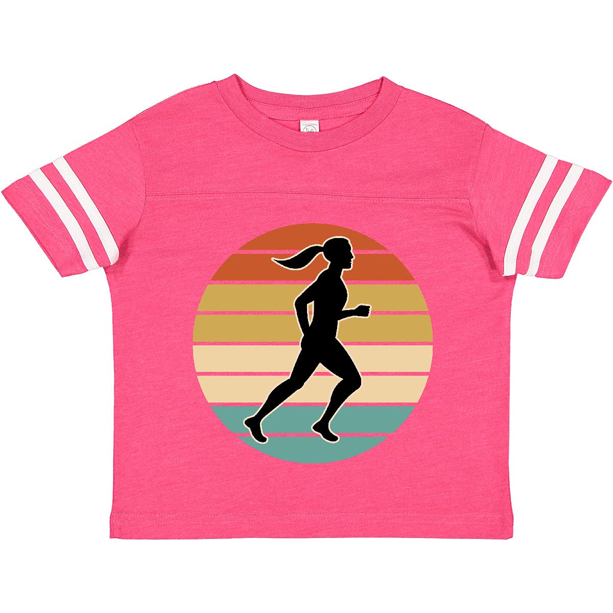 Inktastic Retro Sunset Female Runner Toddler T-Shirt - Soft Cotton Kids Running Tee for Toddler Girls - Perfect for Playdates, Sports & Casual Wear