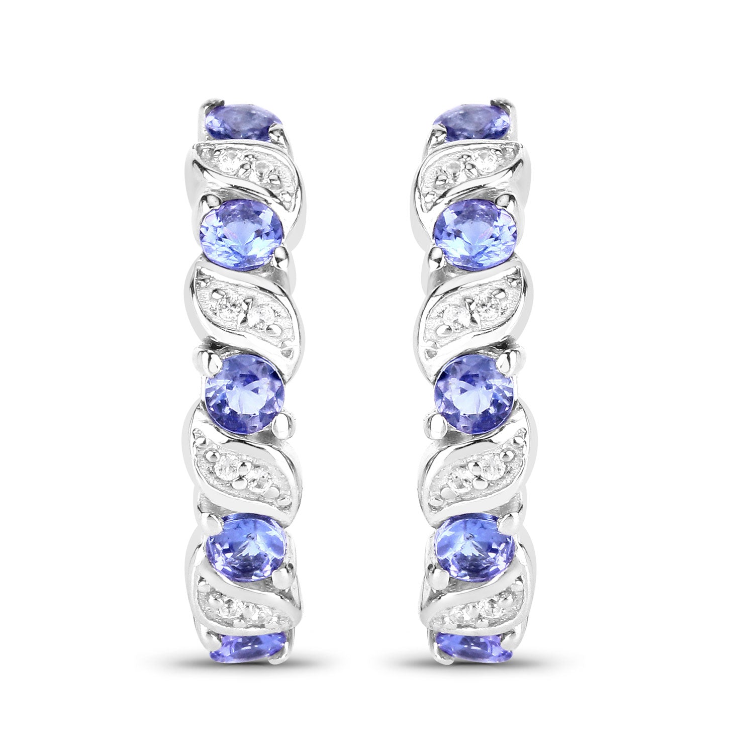 Authentic Tanzanite Hoop Earrings for Women - 925 Sterling Silver Dangle Earrings | Perfect for Weddings, Parties & Special Occasions