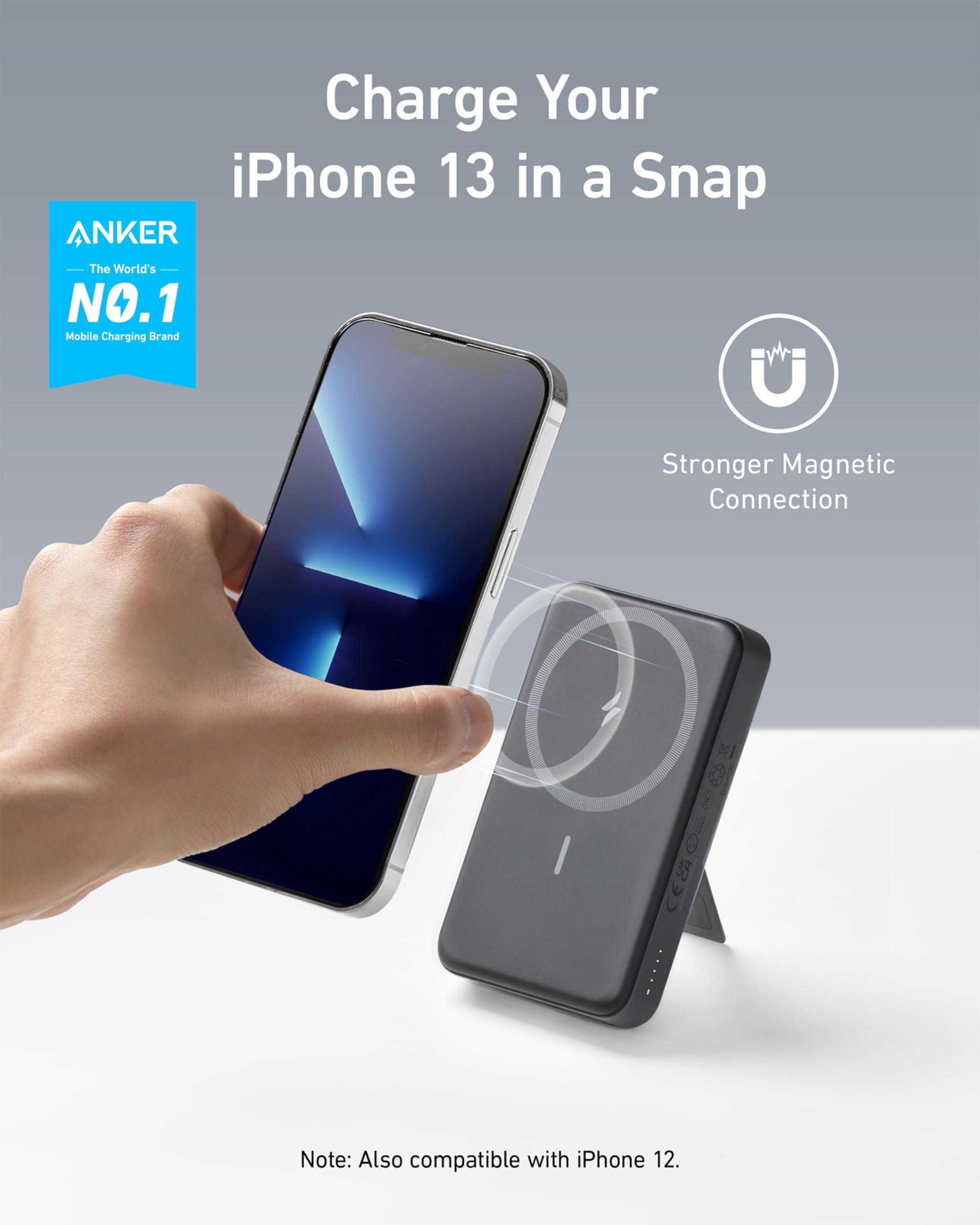Anker 633 Magnetic Battery - 10,000mAh Foldable Wireless Portable Charger with Stand | 20W USB-C PD Power Bank | Magsafe-Compatible for iPhone 16/15/14/13/12 Series | Perfect for Travel, Office & On-the-Go Charging