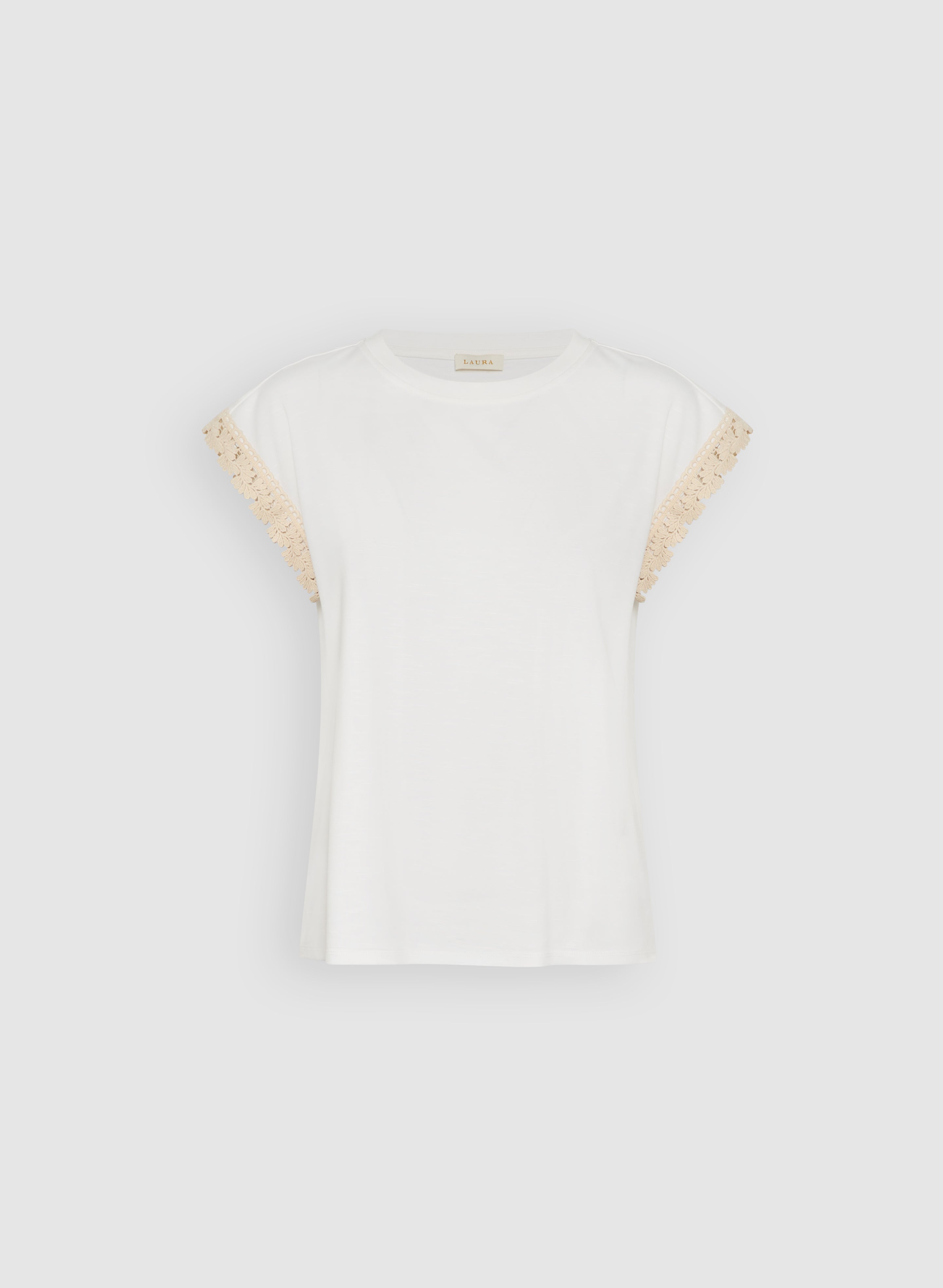 Crochet Trim T-Shirt for Women - Soft Cotton Casual Tee with Lace Detail | Perfect for Summer Outfits, Layering & Everyday Wear