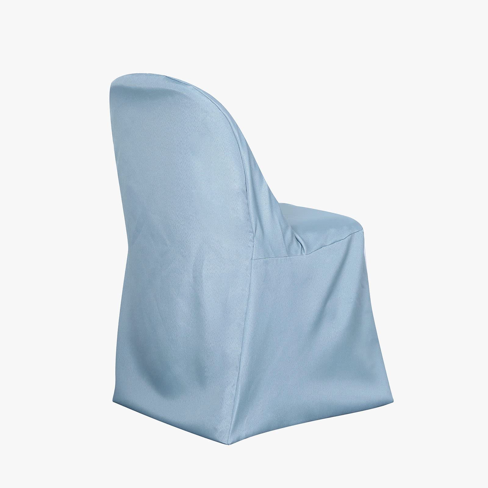 50 Pack Dusty Blue Polyester Chair Covers - Washable Folding Chair Slipcovers for Wedding, Party, Banquet Decor - Elegant Event Table Linens for Reception, Bridal Shower, Baby Shower & Home Decor