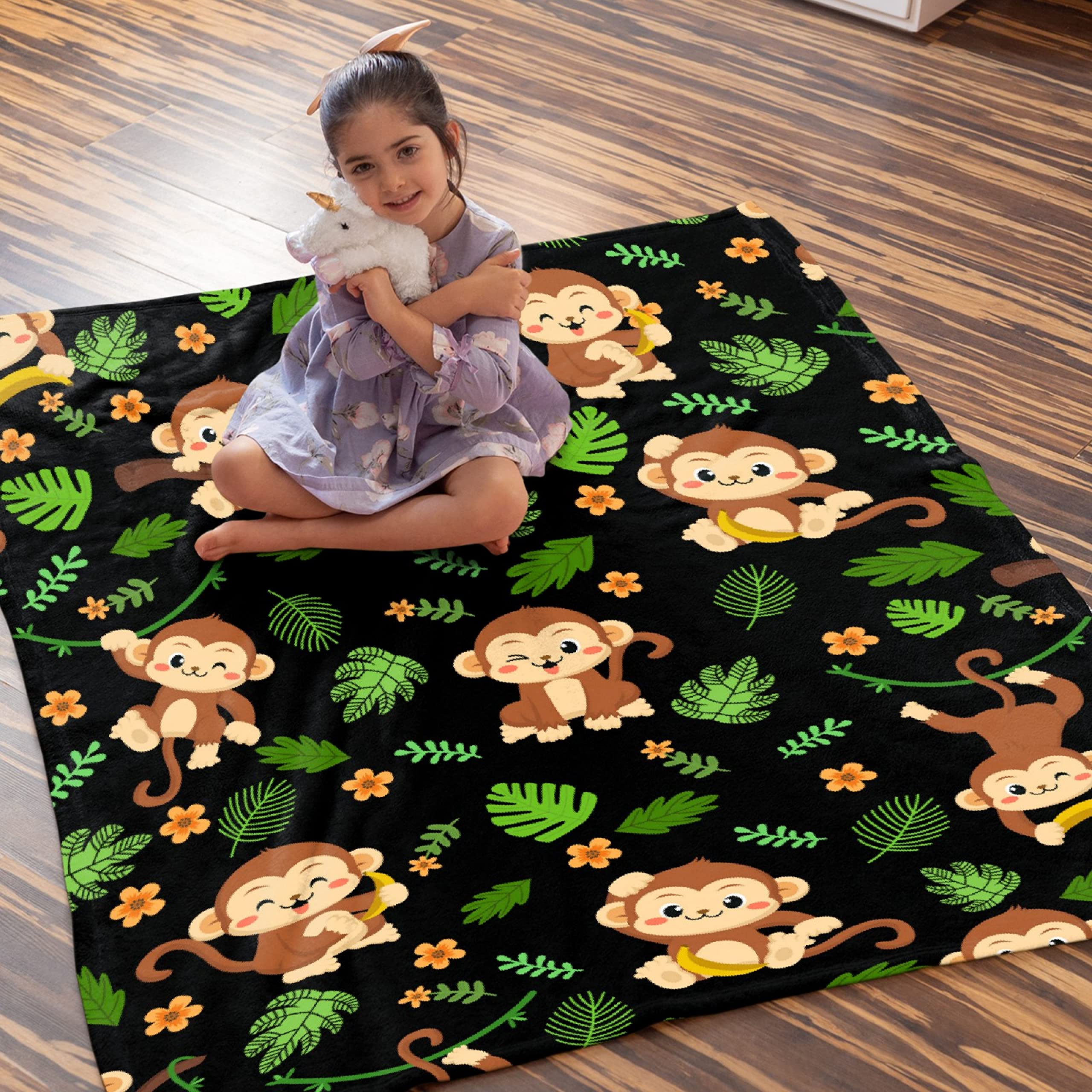 Happy Monkey Super Soft Flannel Blanket - 50