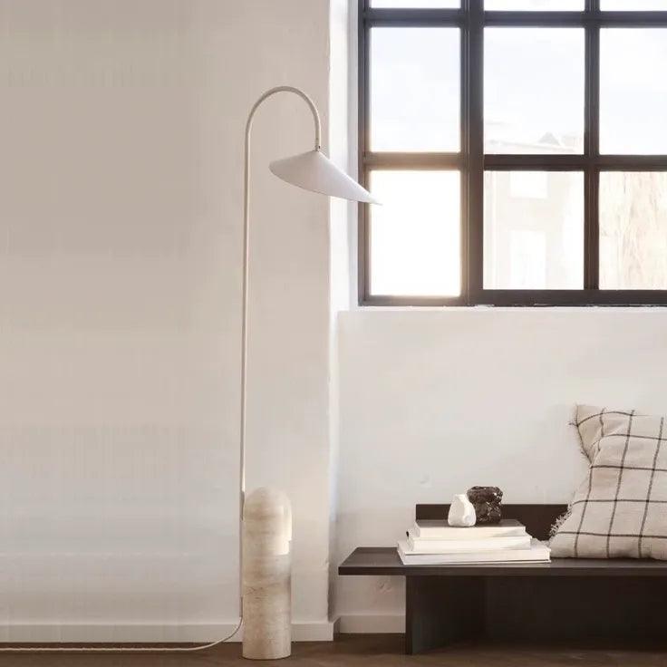 Stylish Black Arc Floor Lamp with Umbrella Shade - Modern Adjustable Standing Light for Living Room, Bedroom, or Office Decor