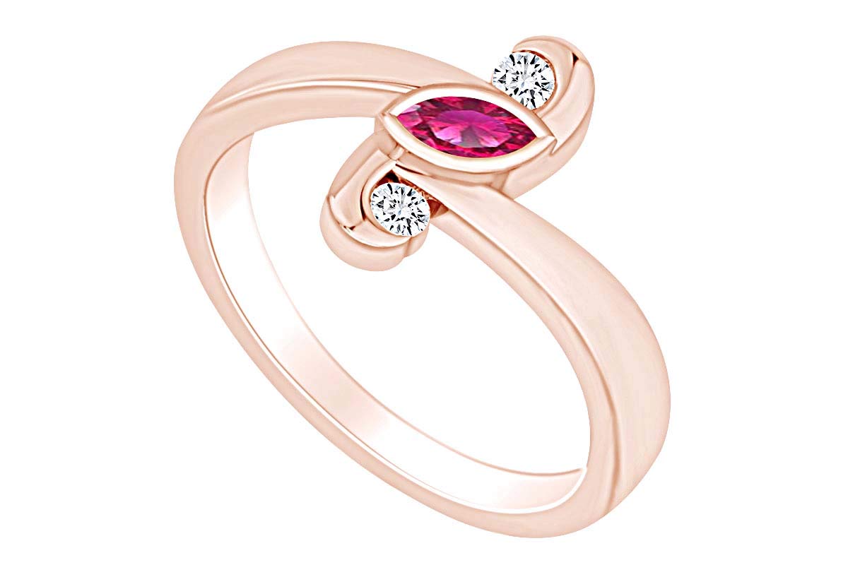 Affy Simulated Ruby & White Natural Diamond Fashion Engagement Wedding Ring for Women - Elegant Jewelry Gift for Brides, Anniversaries & Special Occasions