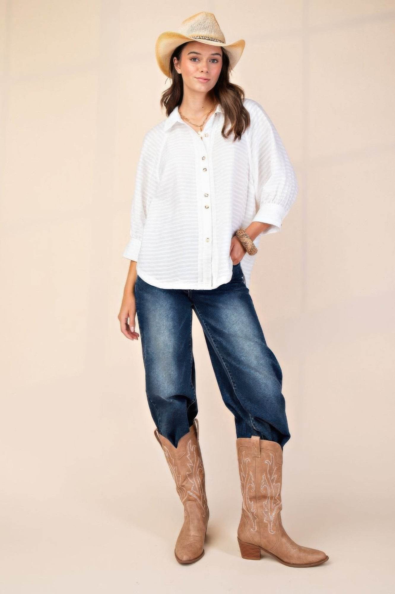 Textured Woven Button Down Shirt for Men & Women - Casual & Office Wear - Perfect for Business, Dates & Everyday Outfits