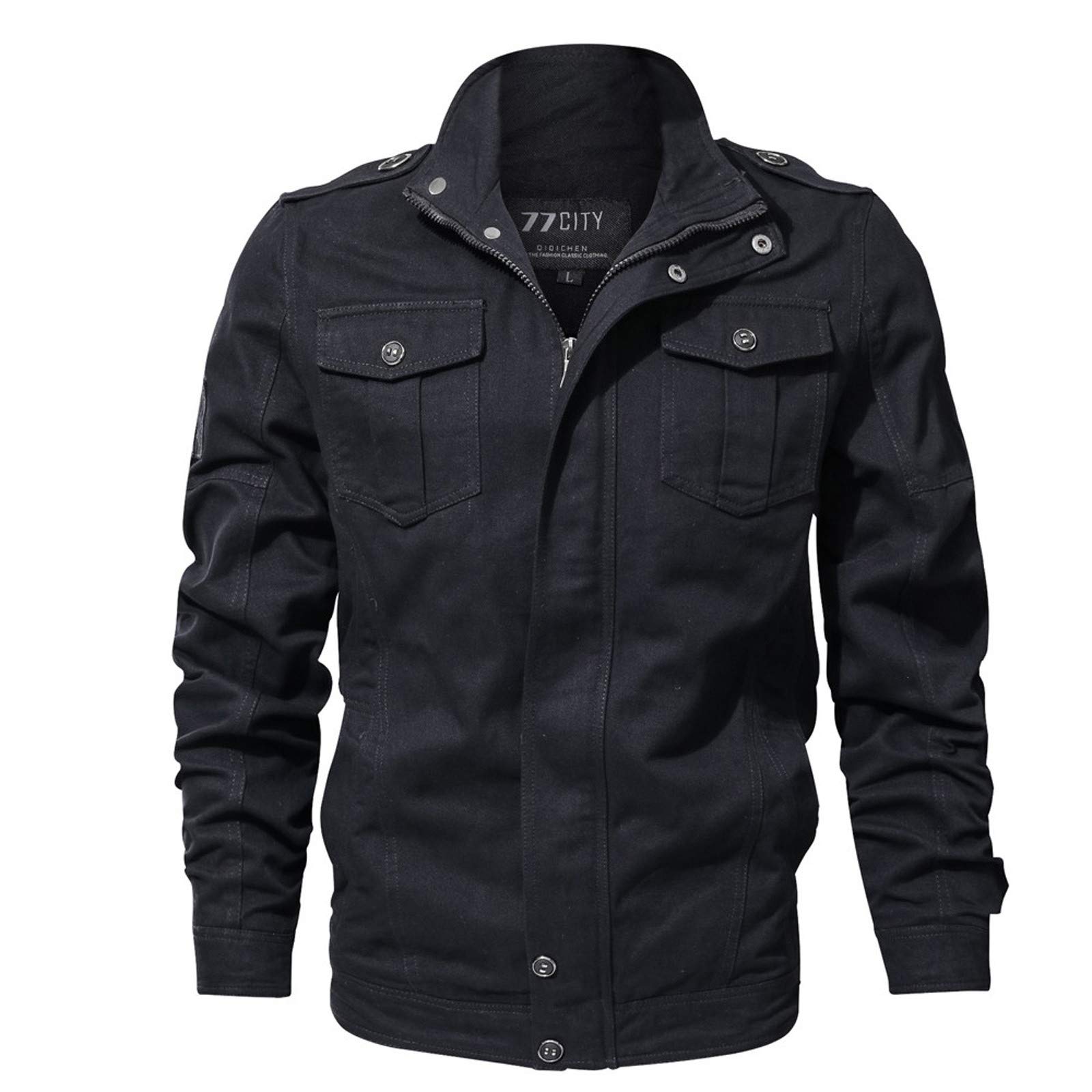 Men's Military Winter Jacket - Loose Fit Breathable Coat with Zipper Pockets | Warm Cold Weather Outerwear for Hiking, Camping & Outdoor Activities