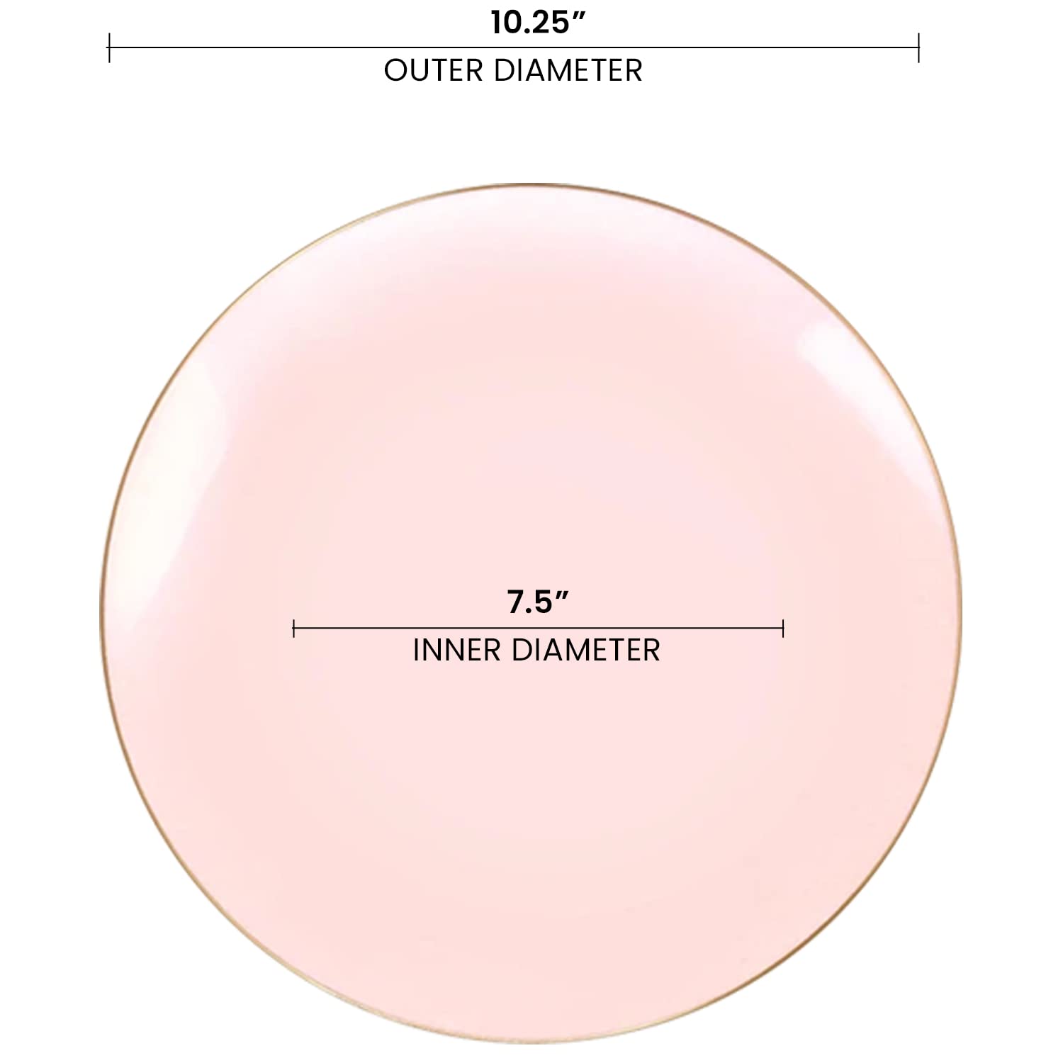 Eco-Friendly Disposable Plastic Plates with Elegant Rim Design - 10.25