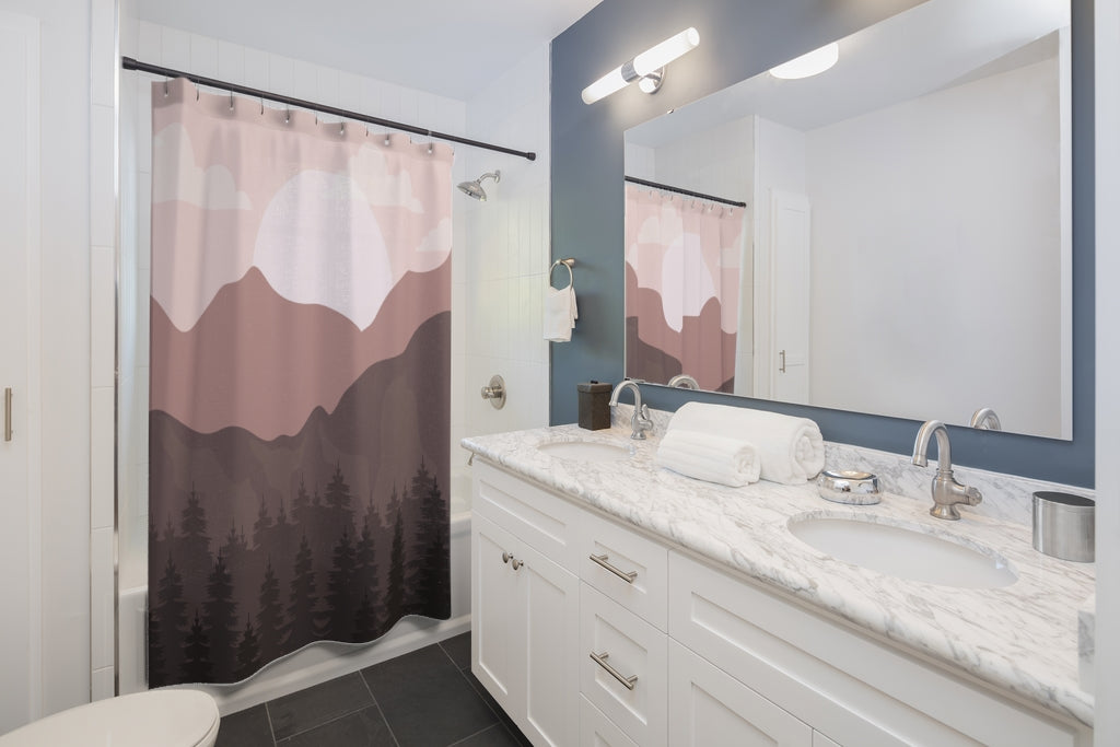 Boho Southwestern Mountain Scene Shower Curtain - Waterproof Polyester Bathroom Decor for Modern & Vintage Home Decor | Perfect for Bathroom, RV, Dorm, and Apartment