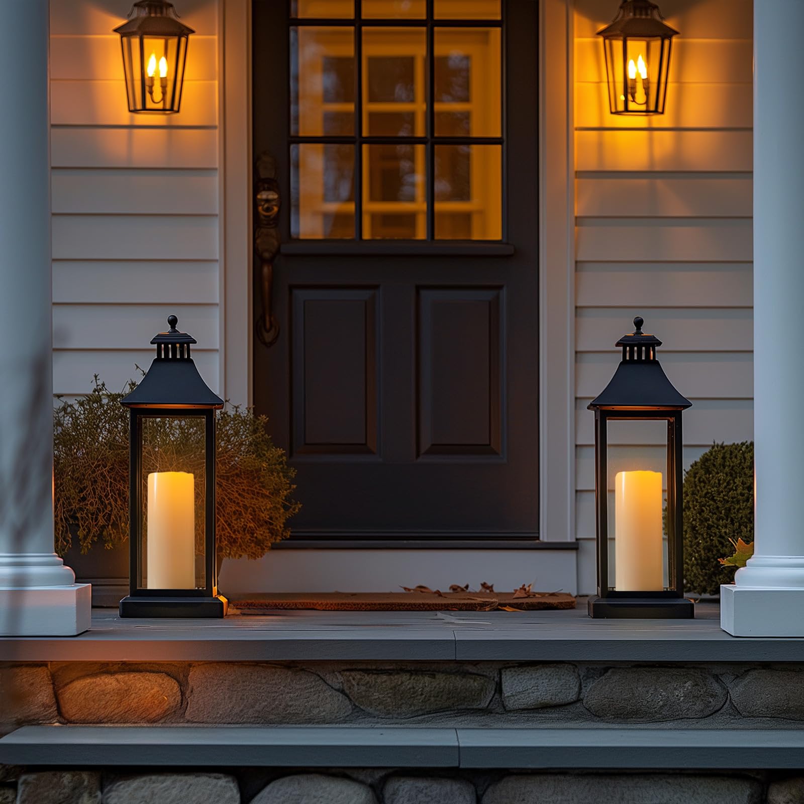 Amagic 8” x 4” Battery Operated Flameless Candles - Waterproof Outdoor Candles with Remote Control & Timer, Long-Lasting Ivory White LED Candles (Set of 2) - Perfect for Patio, Garden, Wedding & Home Decor