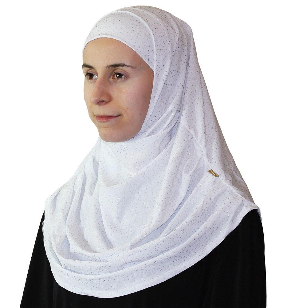Firdevs Amira Hijab - Soft & Breathable White Raindrop Print Muslim Headscarf for Women - Perfect for Daily Wear, Prayer & Special Occasions