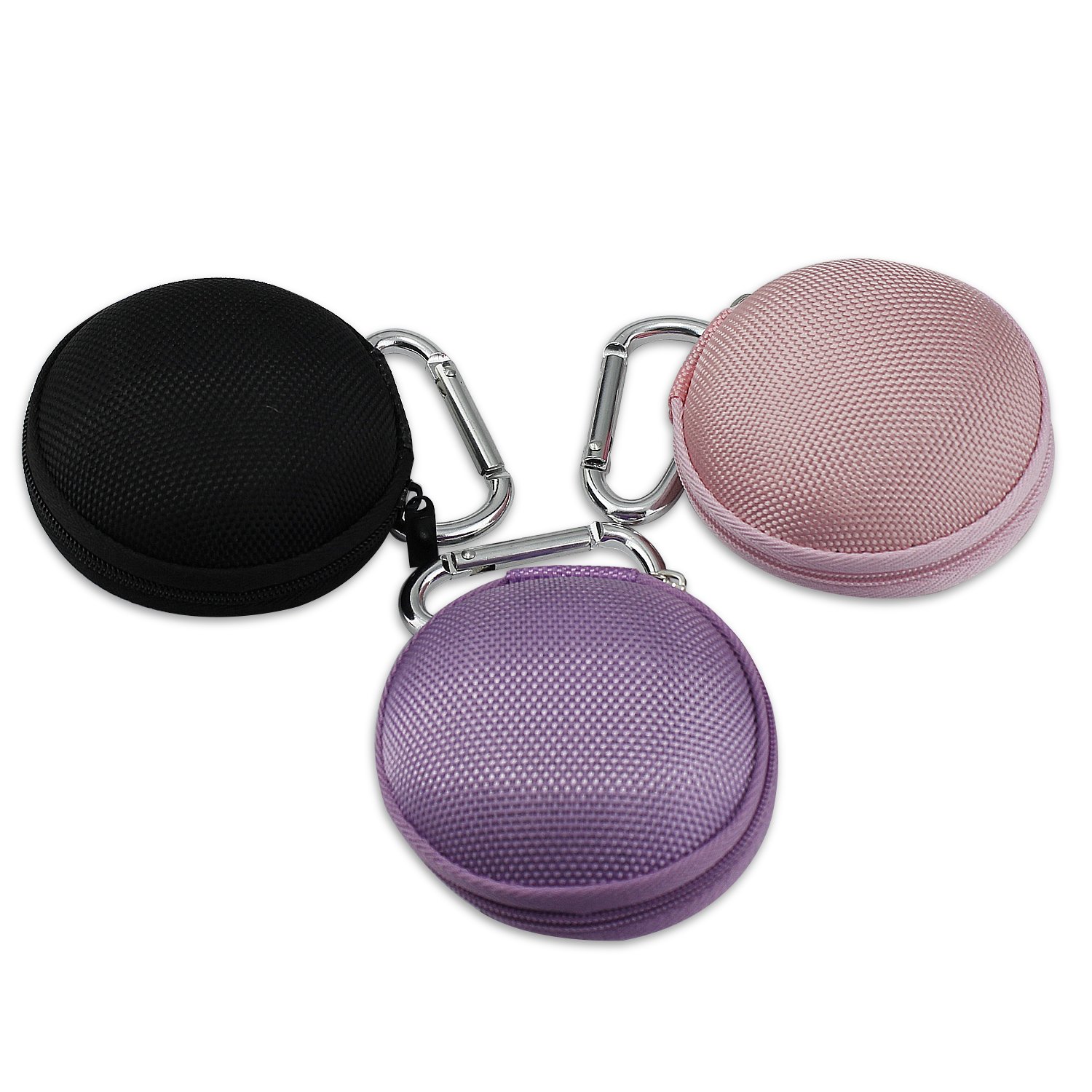 AusseL 3 Pack Tiny Portable Multi-Color Wireless Earbuds Case with Metal Hook - Durable Hard EVA Protective Cover for AirPods & Earphones - Perfect for Travel, Gym & Daily Use