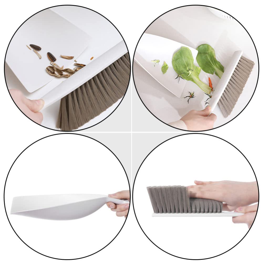 Healifty Mini Cleaning Kit - Small Broom, Keyboard Duster, Table Brush & Dustpan for Phone, Sofa, Door Handles - Portable PP White Cleaning Tools for Home, Office, Pet Hair Removal | Perfect for Desktop, Electronics, Car Interior & Tight Spaces