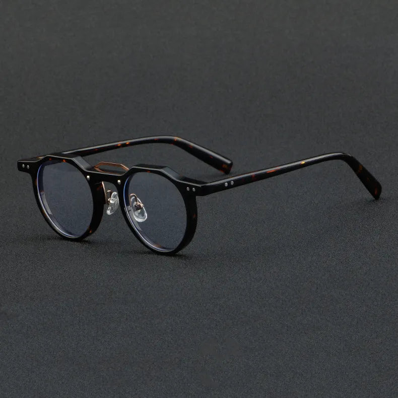 CCspace Unisex Full Rim Flat Top Round Acetate Eyeglasses Frame 56934 - Stylish & Lightweight for Work, Reading & Everyday Wear