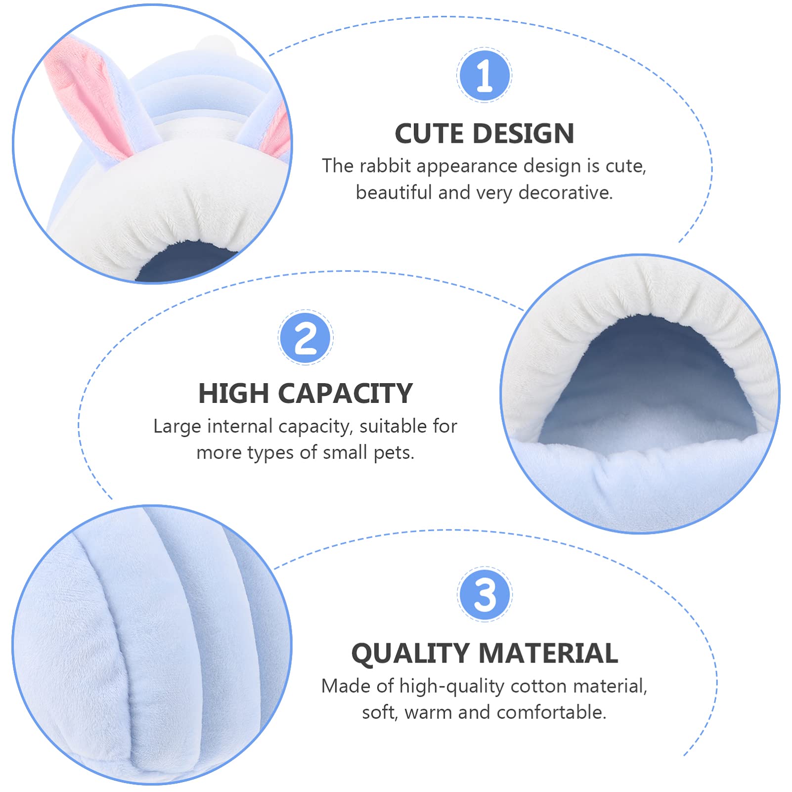 Balacoo Hamster Nest - Warm Hanging Bed & Hideout for Small Pets, Plush Hammock with Stuffed Bunnies, Cozy Cotton House for Hamsters, Gerbils & Mice - Perfect for Winter Warmth & Cage Comfort