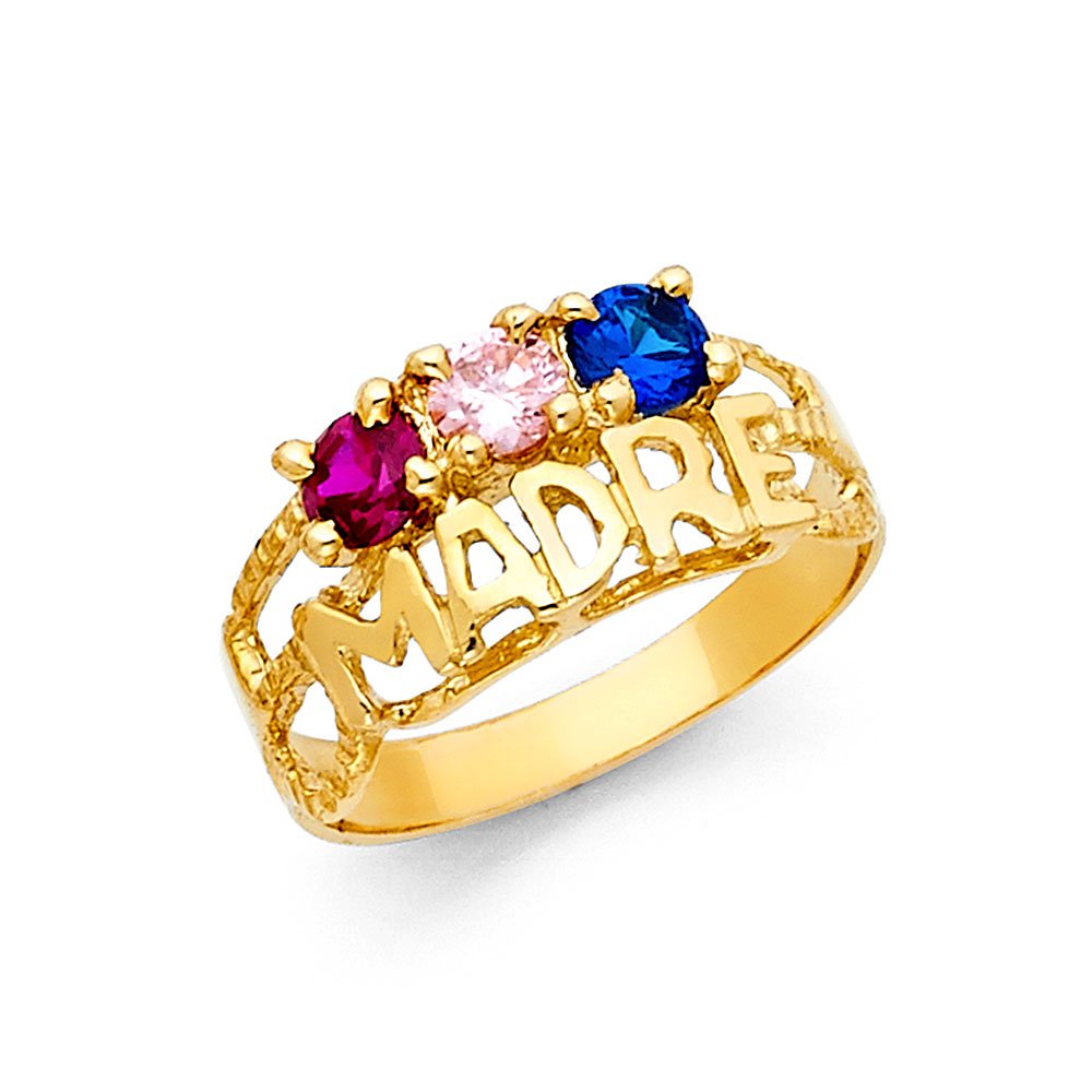 14K Yellow Gold Cubic Zirconia (CZ) Mothers Ring - Elegant Fashion Jewelry for Women, Anniversary Gift, Wedding Band, Birthday Present | Perfect for Special Occasions, Date Nights & Formal Events