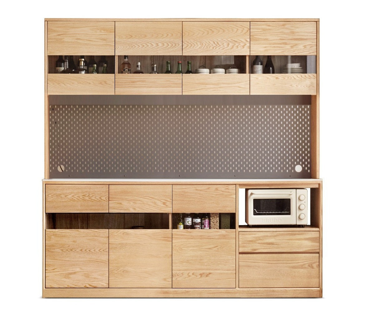Modern Oak Solid Wood Sideboard Buffet Cabinet - Stylish Storage for Dining Room, Living Room & Entryway
