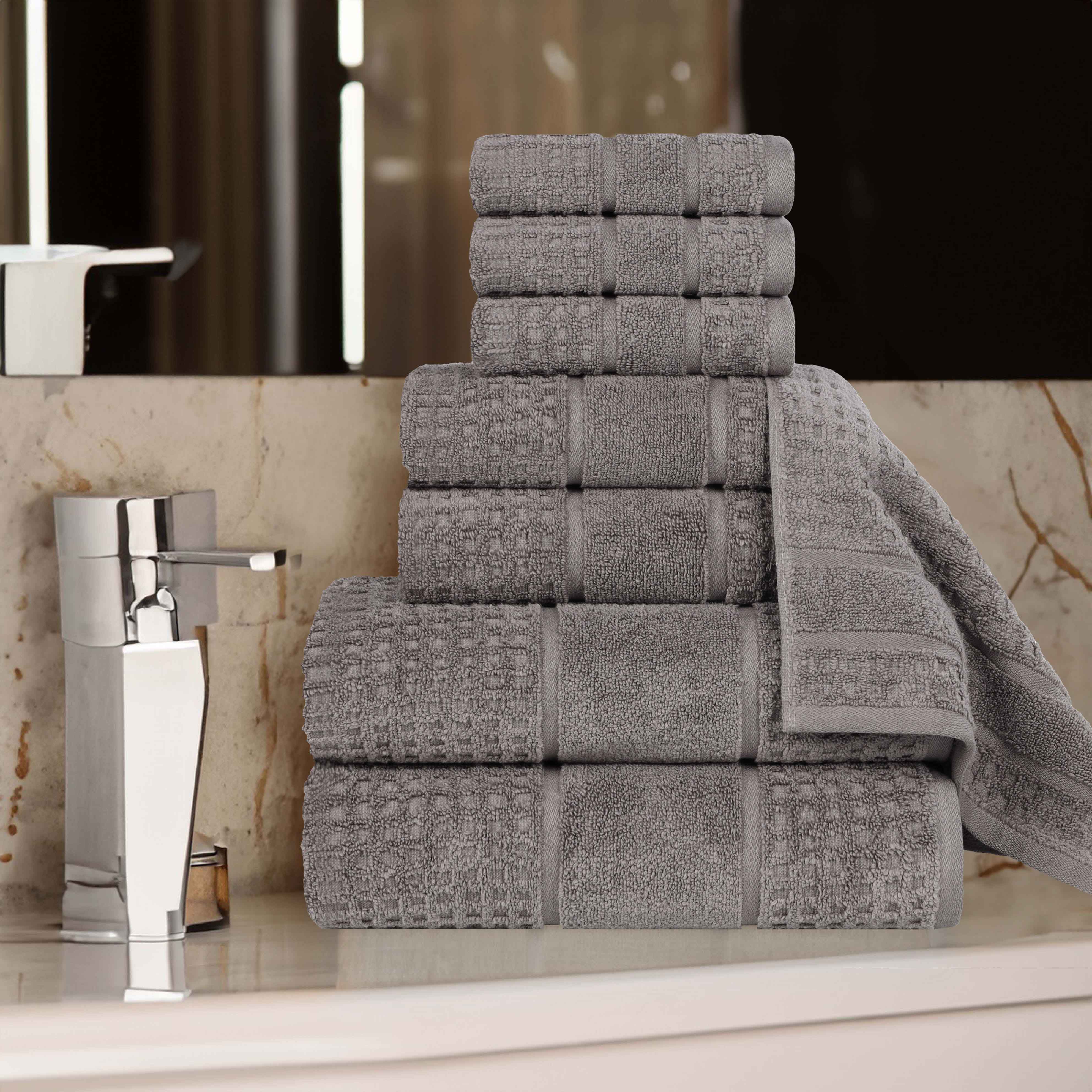 Premium 8-Piece Zero Twist Cotton Waffle Towel Set - Ultra Soft & Highly Absorbent Honeycomb Weave Bath Towels for Spa, Gym & Luxury Home Use
