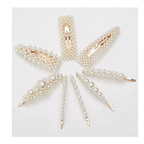 FAMEZA 8 Pack Pearl Hair Clips for Women & Girls - Elegant Handmade Hair Barrettes for Wedding, Party & Everyday Use - Cute Hair Accessories for Bridal, Prom & Daily Styling