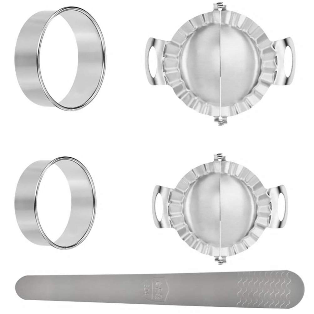 DOITOOL 5-Piece Dumpling Maker Kit - Stainless Steel Dumpling Press, Dumpling Mold, Skin Maker, Cutter & Stuffing Spoon - Perfect for Pierogi, Pie, Ravioli, Empanada - Ideal for Home Cooking, Party Snacks & Asian Cuisine