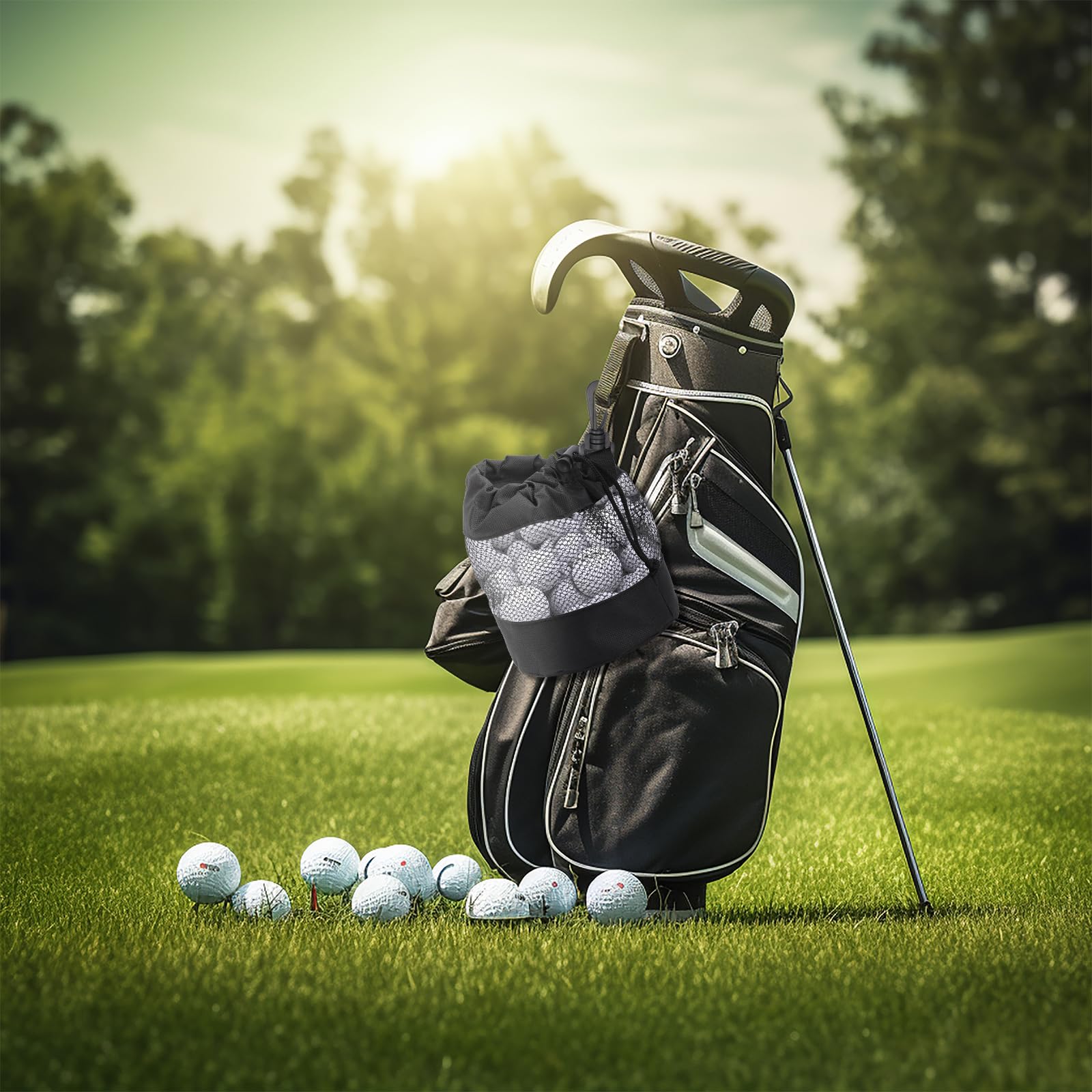 2 Pack Golf Ball Storage Bags - Durable Nylon Mesh Drawstring Pouch for Golf Ball Organization - Perfect for Golf Practice, Driving Range & Course Use - Golf Shag Bag & Ball Holder for Easy Storage & Transport