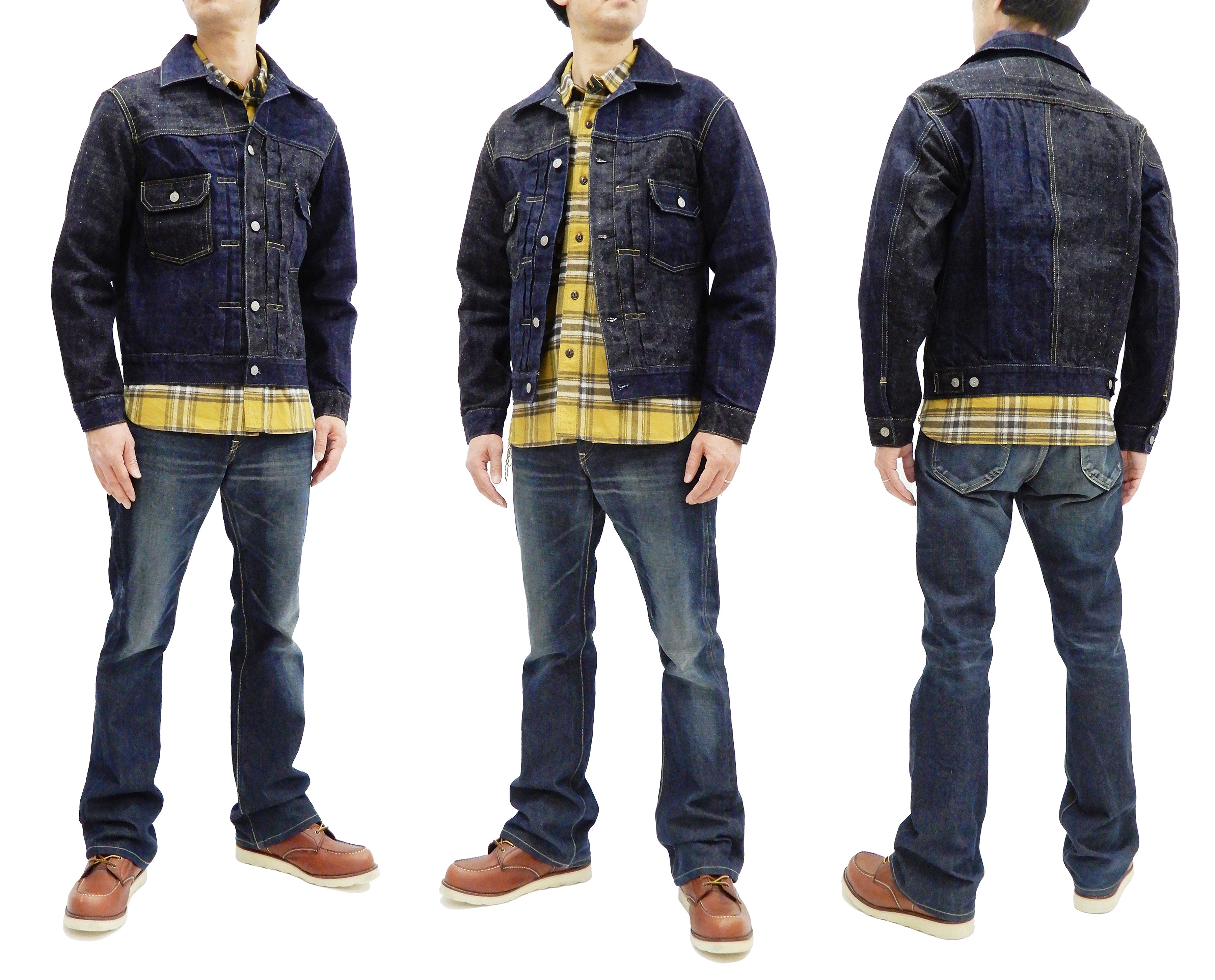 Men's Sugar Cane Jacket - Mixed Denim Panel Color Block Jean Jacket SC10701 One Wash | Stylish Casual Outerwear for Streetwear & Everyday Fashion