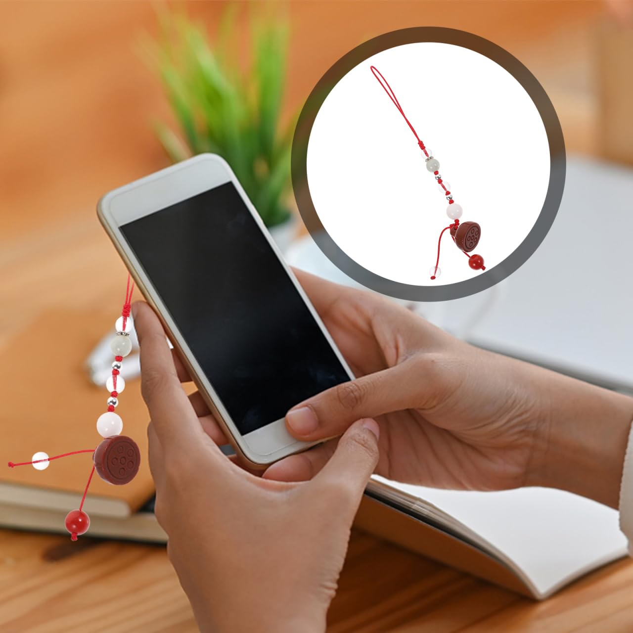Jade Lotus Agate Phone Charm Strap - Elegant Mobile Pendant Decorative Accessory for Cell Phone, Keychain, Car Keys, and Bag - Perfect for Everyday Use and Gift Giving