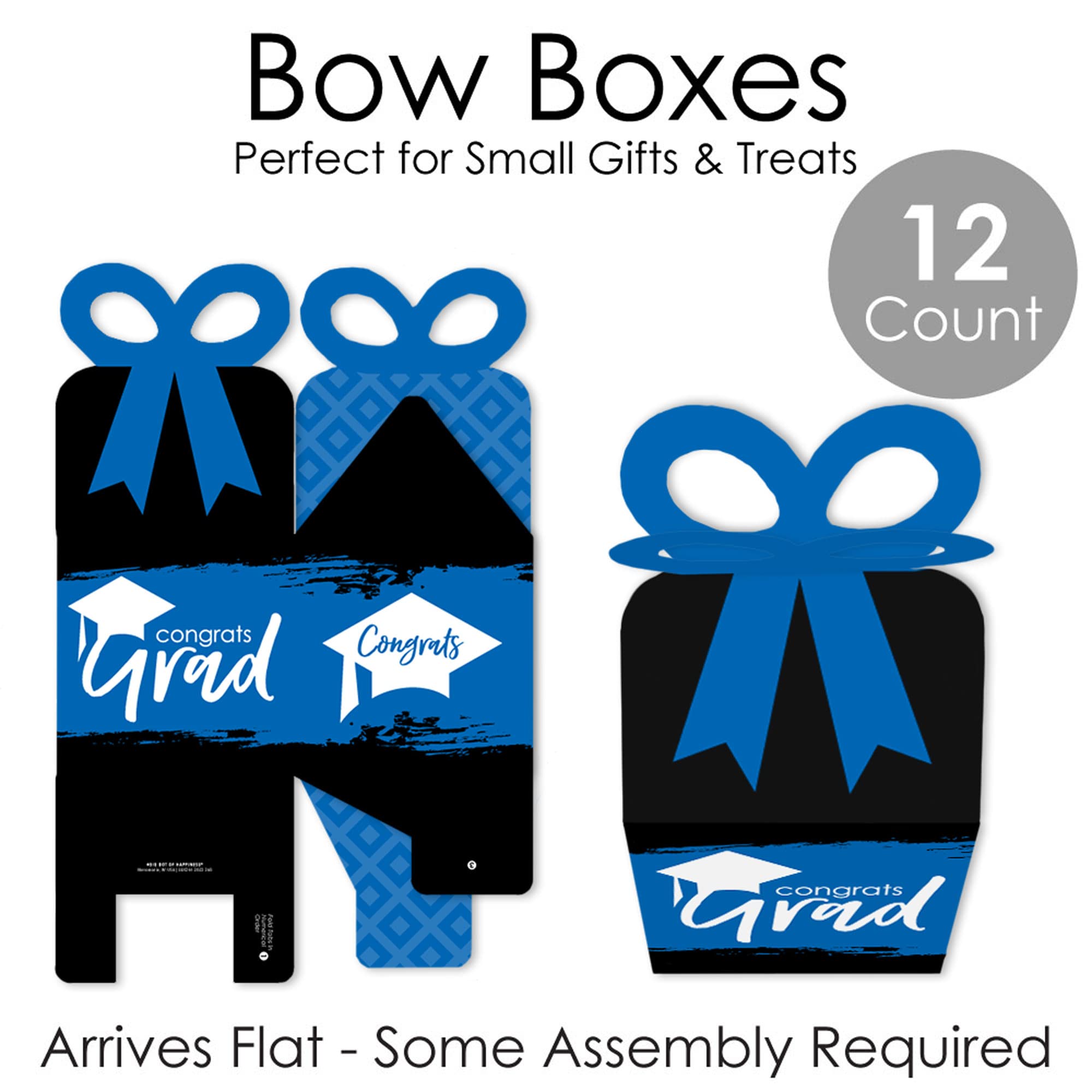 Best is Yet to Come Royal Blue Graduation Party Favor Boxes - Set of 12 Square Gift Boxes with Bows - Perfect for Graduation Decorations & Party Favors