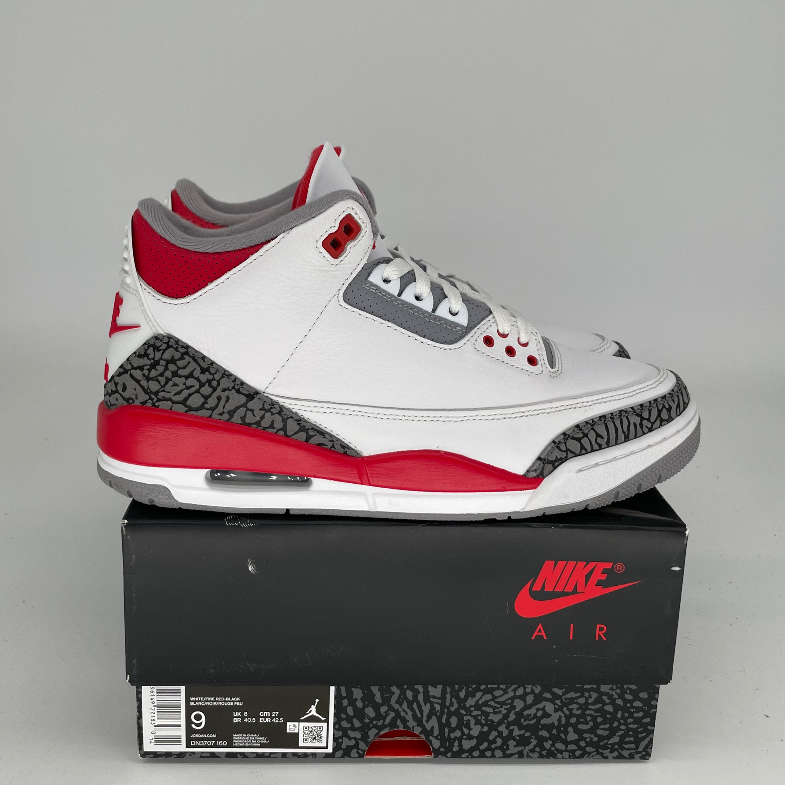 AIR JORDAN 3 Retro Fire Red Men's Basketball Shoes Size 9 - DN3707-160 | Authentic Sneakers for Sports, Streetwear & Casual Outfits