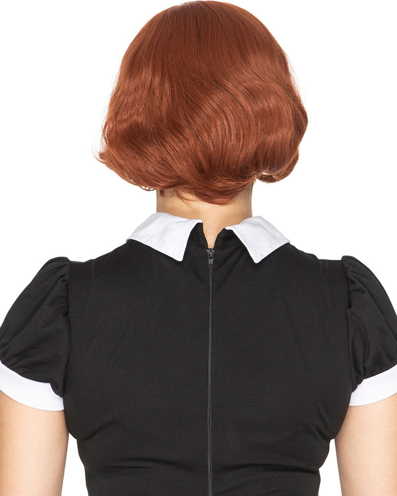 50s Chess Queen Deluxe Auburn Red Bob Wig - Vintage Retro Hairstyle for Cosplay, Halloween, and Themed Parties - Perfect for Costumes and Role-Playing