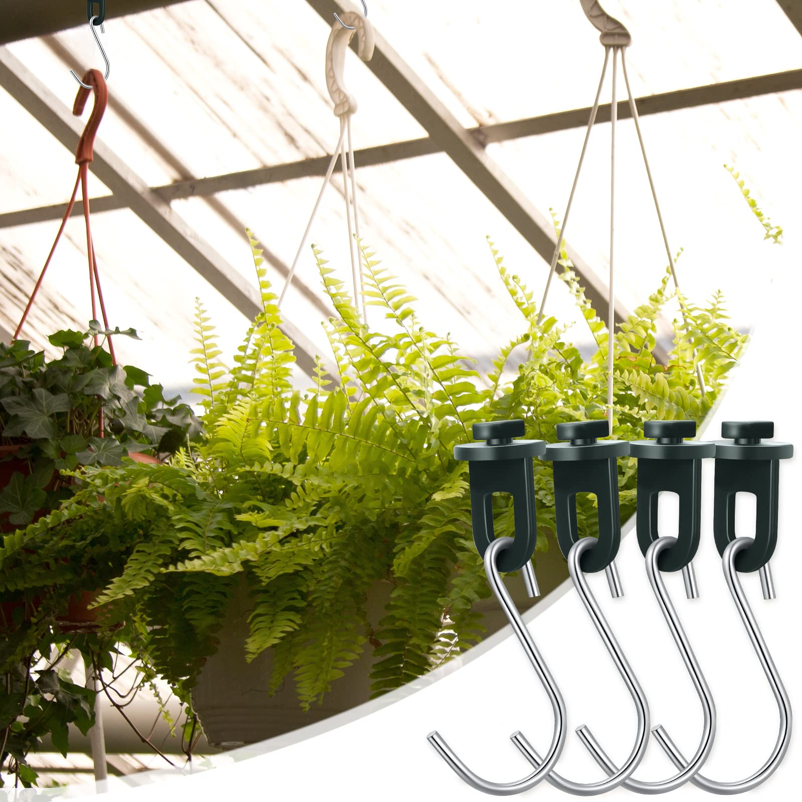 Ripeng 100-Piece Greenhouse Hooks Hangers - Heavy Duty Stainless Steel S Hooks with Twist Clips for Hanging Plants, Plastic Insulation Netting & Shading - Perfect for Outdoor Garden, Greenhouse & Vertical Farming