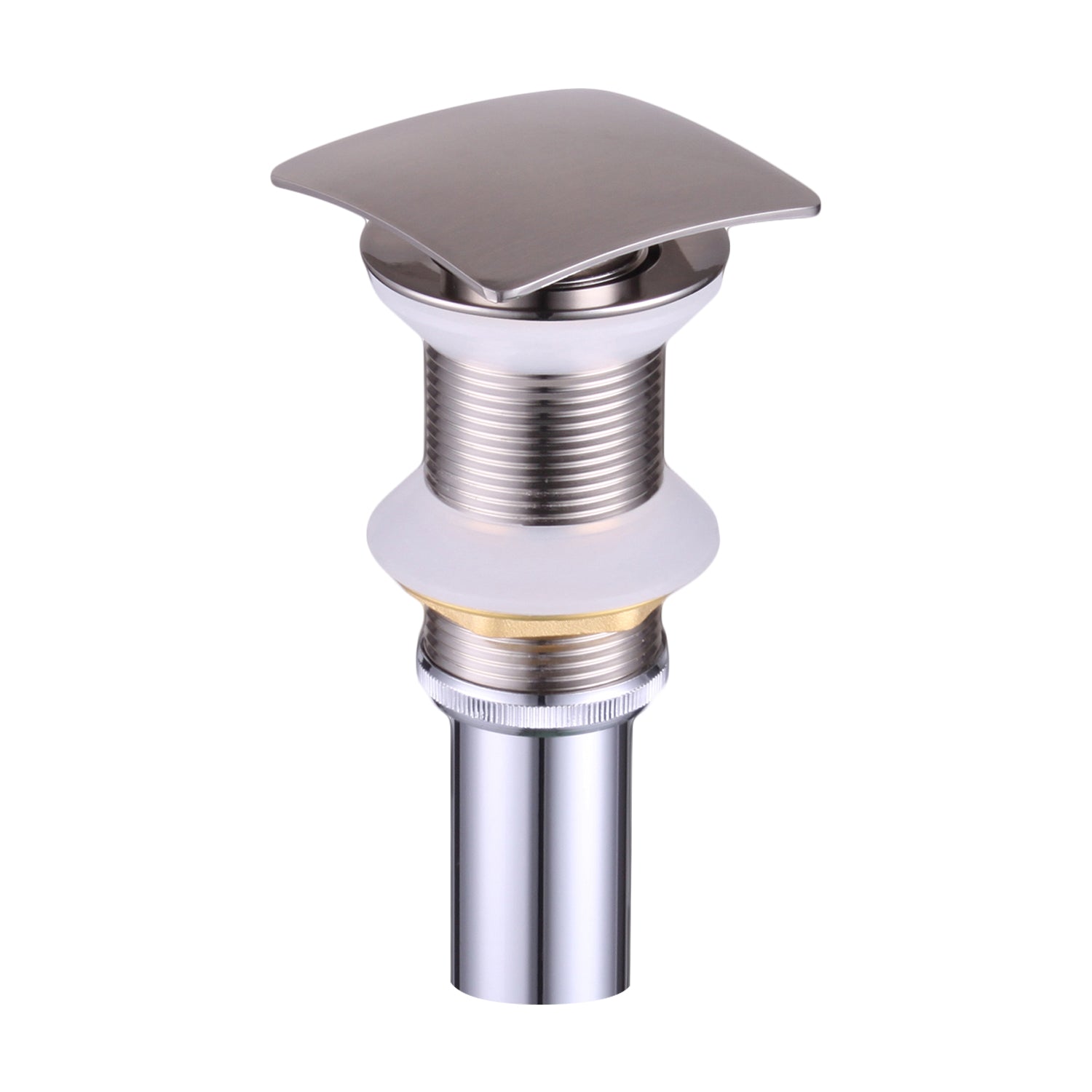 DAX 82010 BN Square Vanity Sink Pop Up Drain - Brass Body with Brushed Nickel Finish, 2 5/8 x 8 7/8 Inches - Perfect for Bathroom Vanities, Vessel Sinks, and Modern Home Decor