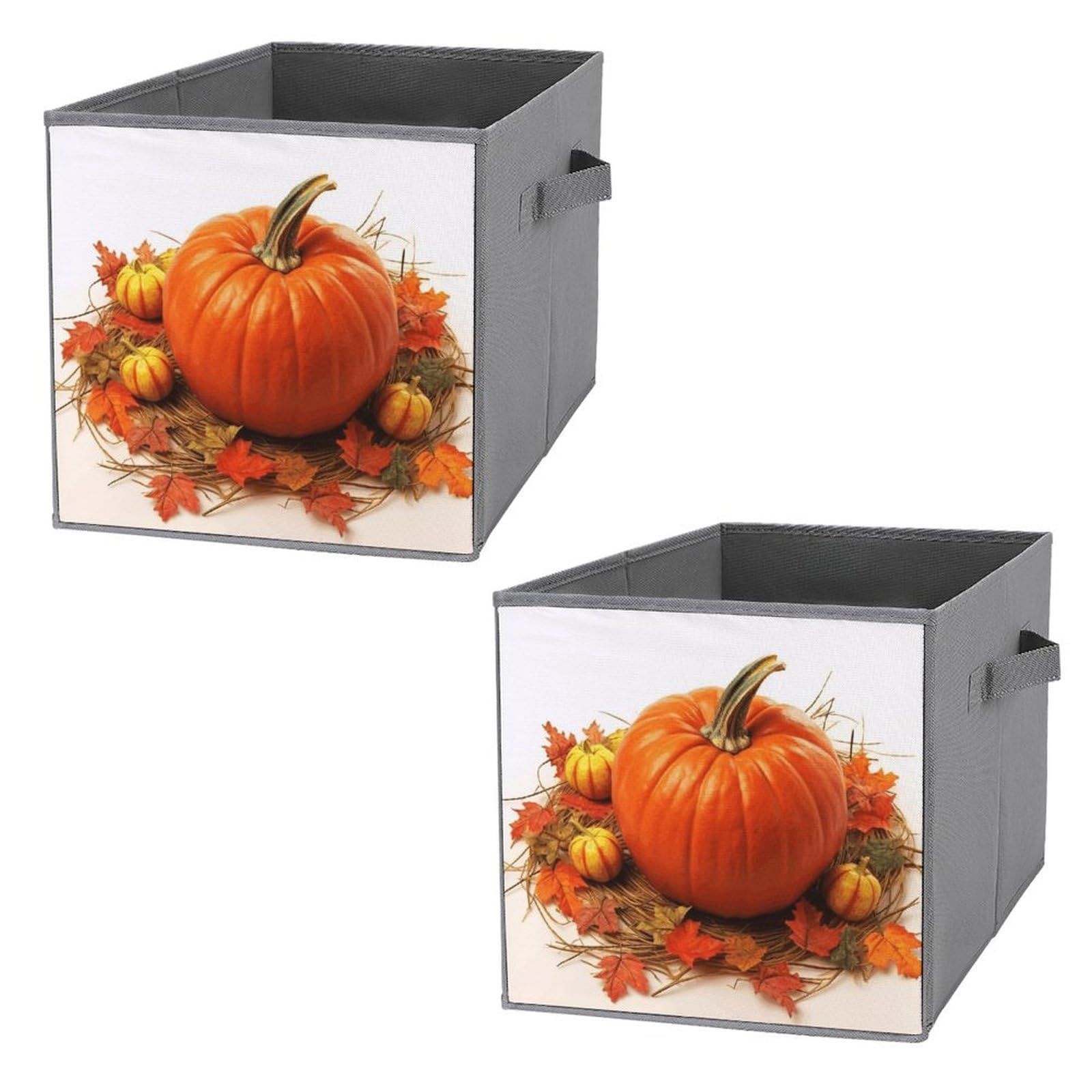 2PCS Pumpkin Storage Bins - Foldable Large Capacity Organizers for Home Office Playroom