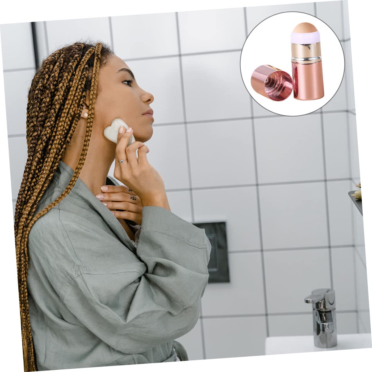 Minkissy Facial Oil Absorbing Roller - Volcanic Stone Oil Control Stick for Oily Skin, Blackhead & Shine Removal - Perfect for Travel, Gym & On-the-Go Skincare