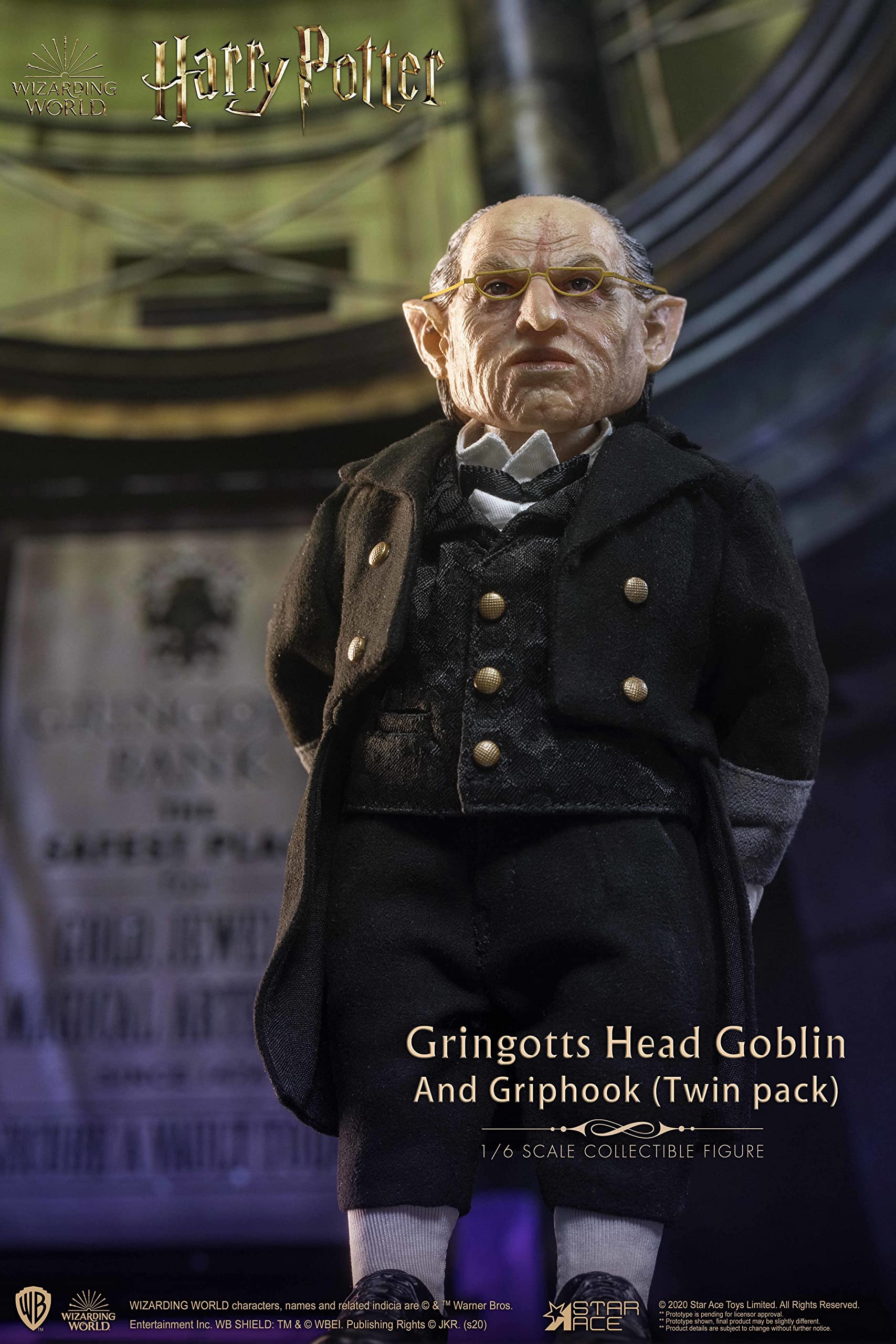 Star Ace Toys Harry Potter & The Sorcerer's Stone: Gringotts Head Goblin 1:6 Scale Action Figure Twin Pack - Collectible Movie Character Figurine Set for Display & Fantasy Role Play | Perfect Gift for Potter Fans & Collectors