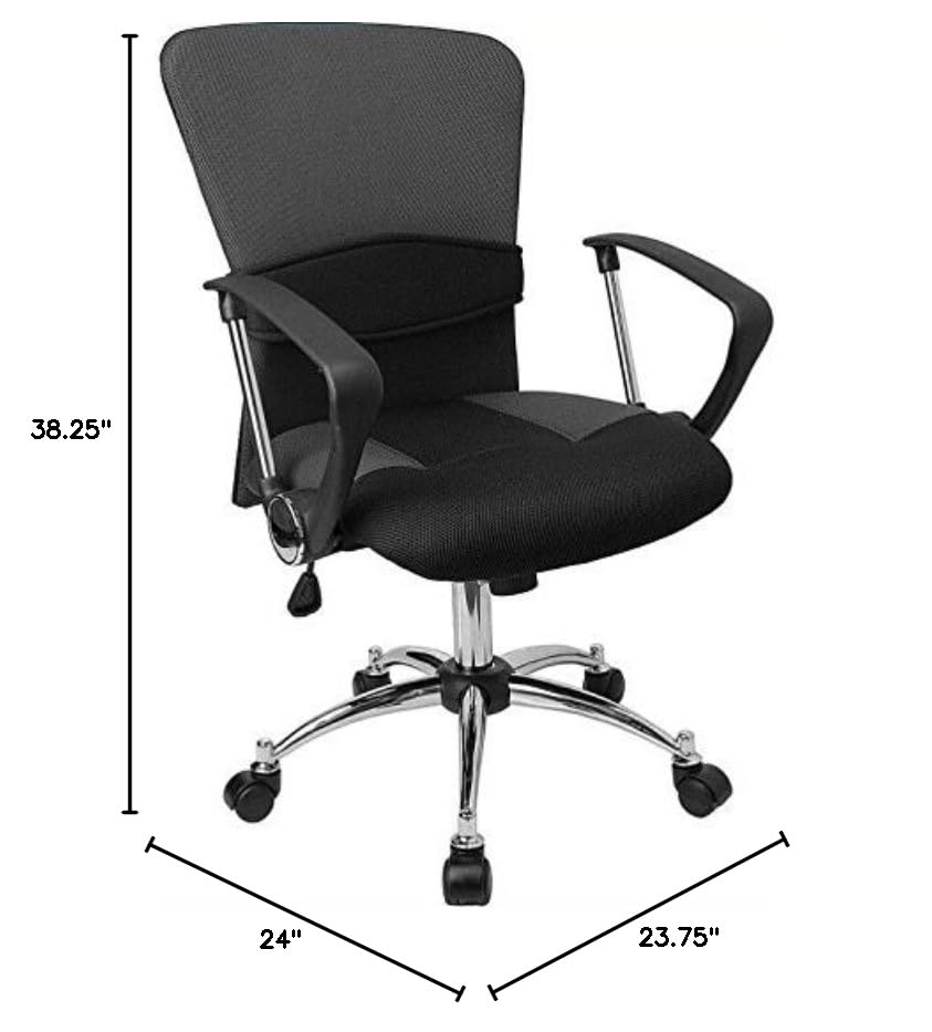 UrbanPro Grey Mid-Back Mesh Office Chair - Ergonomic Computer Desk Chair for Home & Office Workspace - Perfect for Long Hours of Sitting, Gaming, and Remote Work