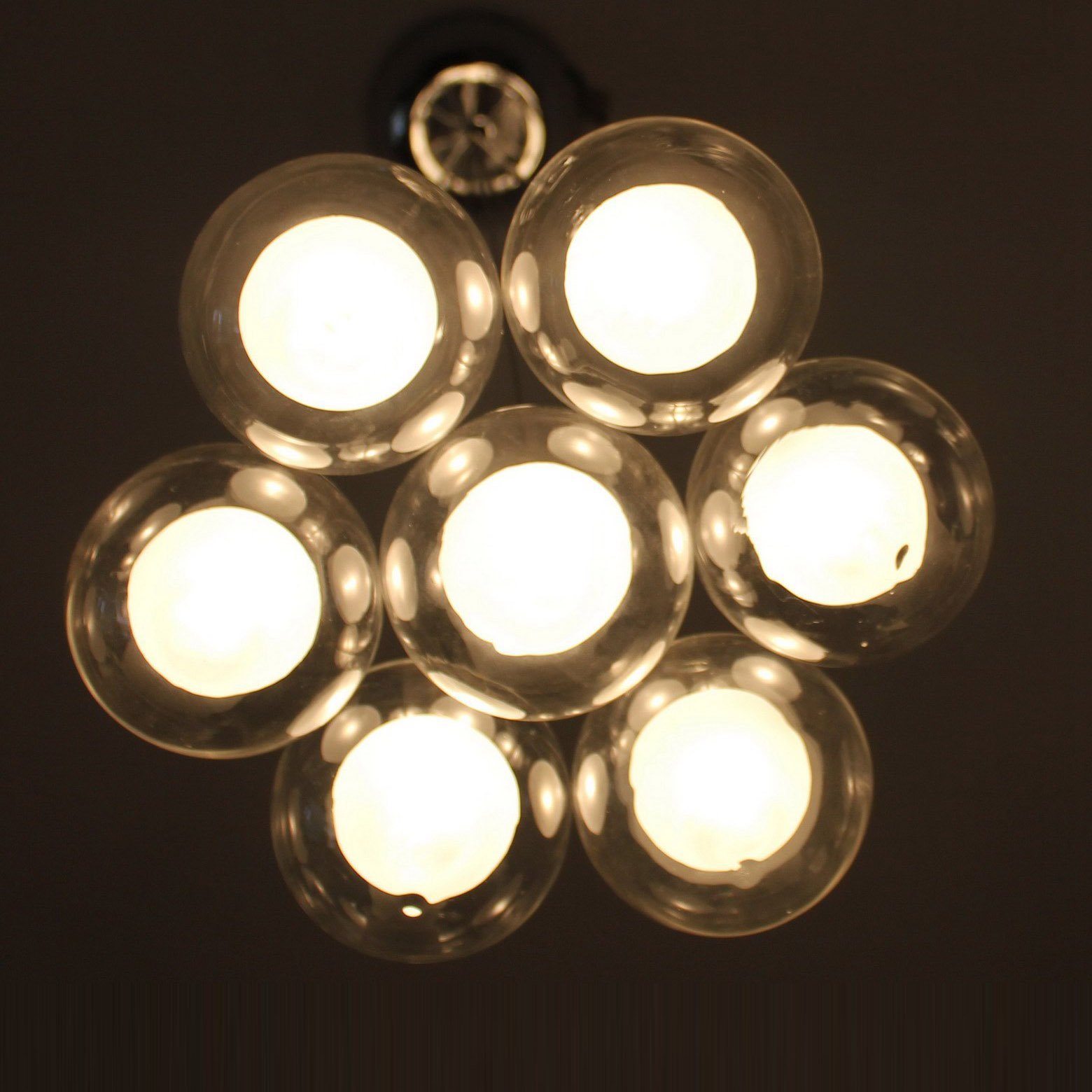 Modern Luxury 7-Head Glass Bubble Chandelier - Soap Bubbles Design Pendant Light for Bar Counter, Restaurant, Kitchen & Corridor - Elegant Bilayer Glass Fixture for Stylish Home & Commercial Lighting