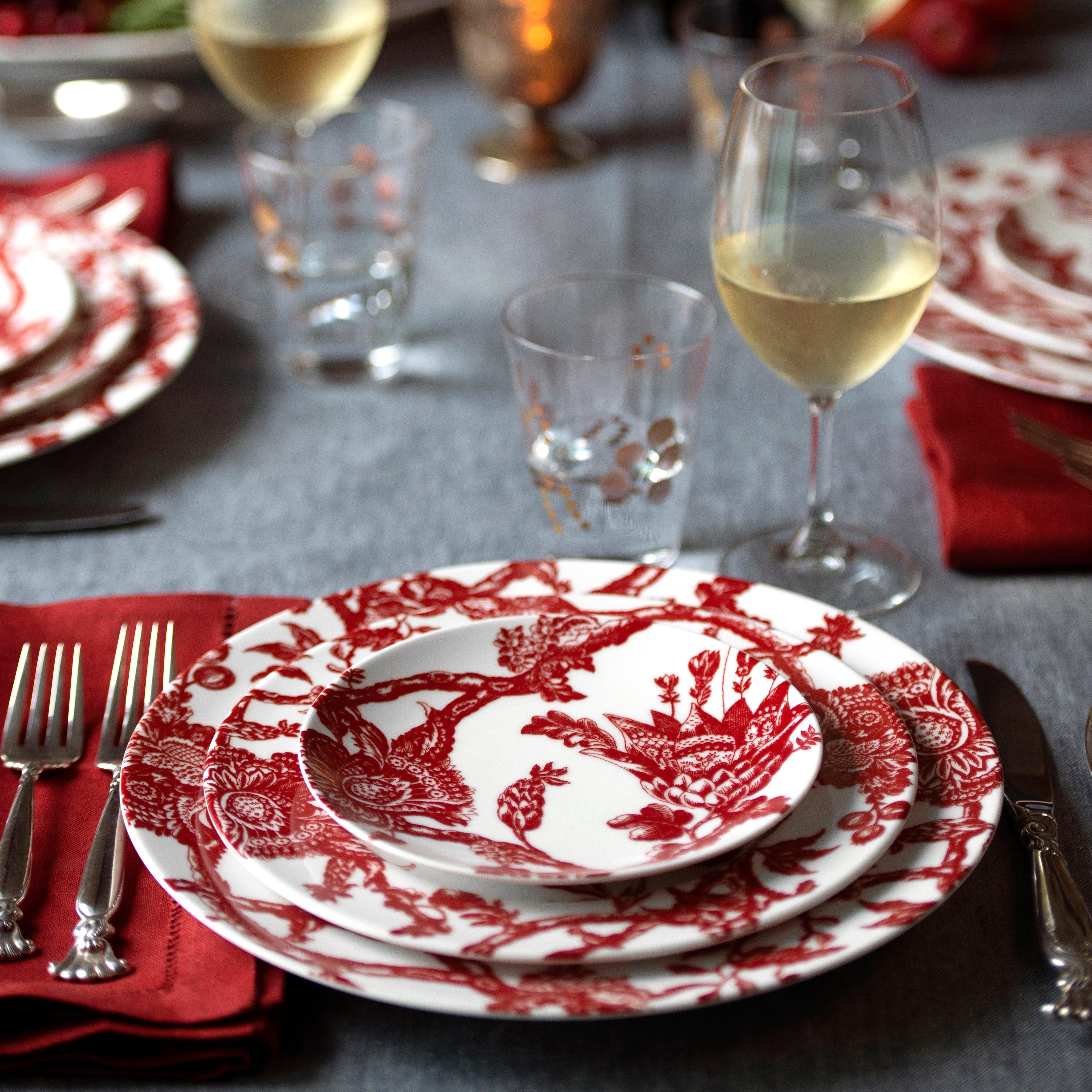 Premium Arcadia Crimson Small Plates - Set of 6 Elegant 7.5