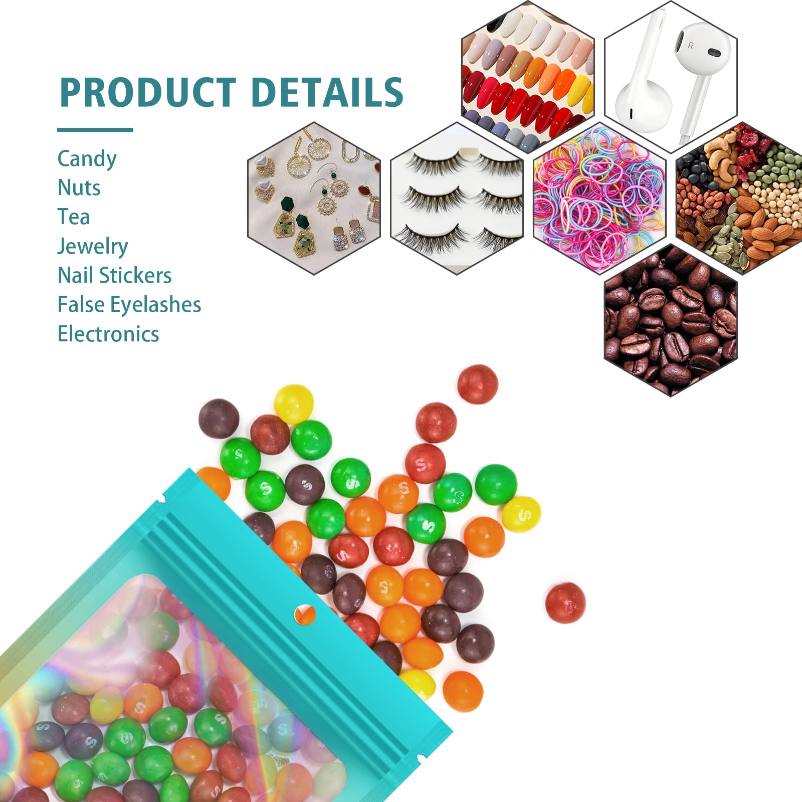 100-Pack Smell Proof Mylar Bags with Clear Window - 3.5×4.7 Inch Resealable Food Storage Bags for Party Favors, Small Business Packaging & Organizing (Green & Orange) - Perfect for Cannabis, Coffee, Snacks & Travel Essentials