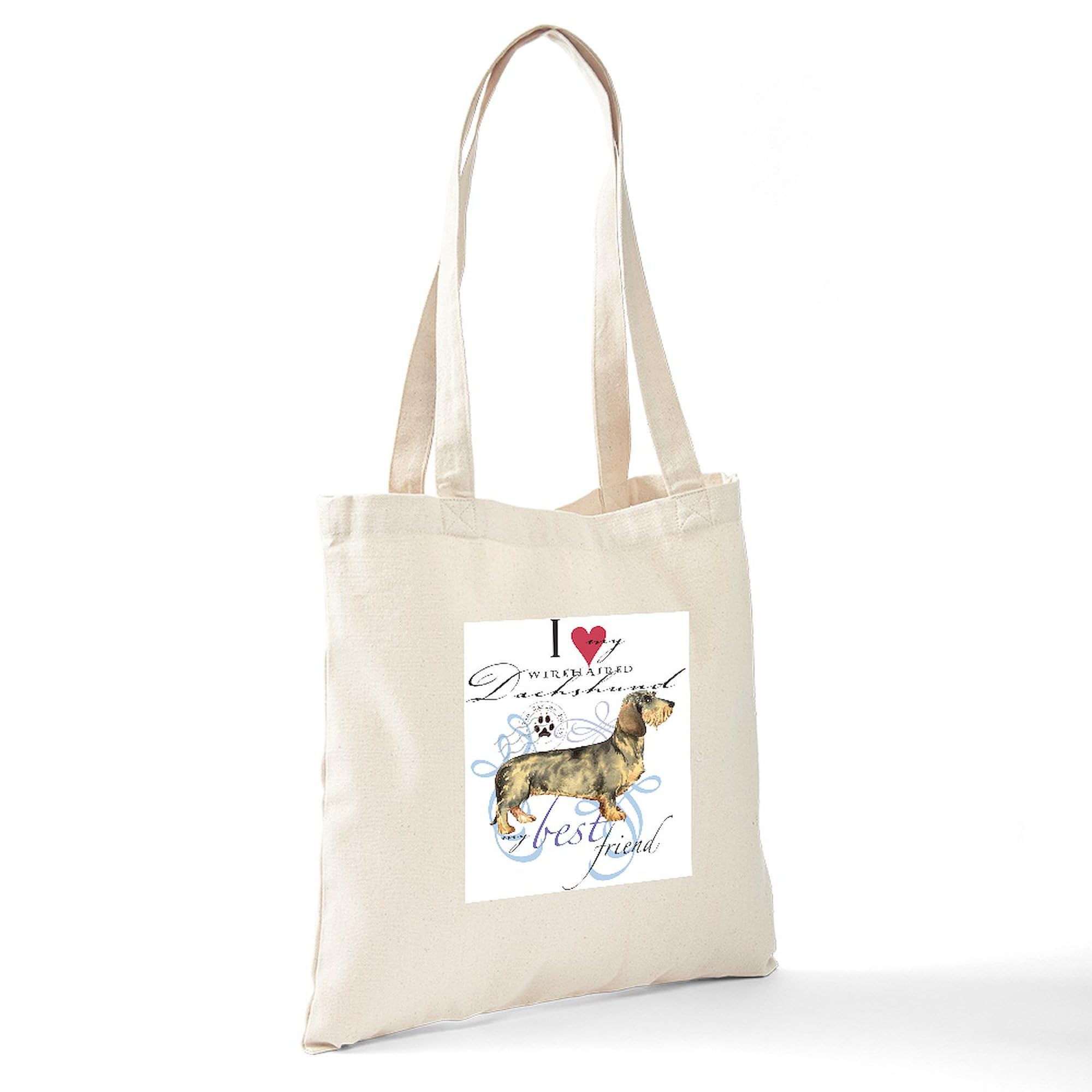 Wirehaired Dachshund Tote Bag - Natural Canvas Reusable Shopping Bag for Groceries, Beach & Daily Use | Cute Dog Lover Gift