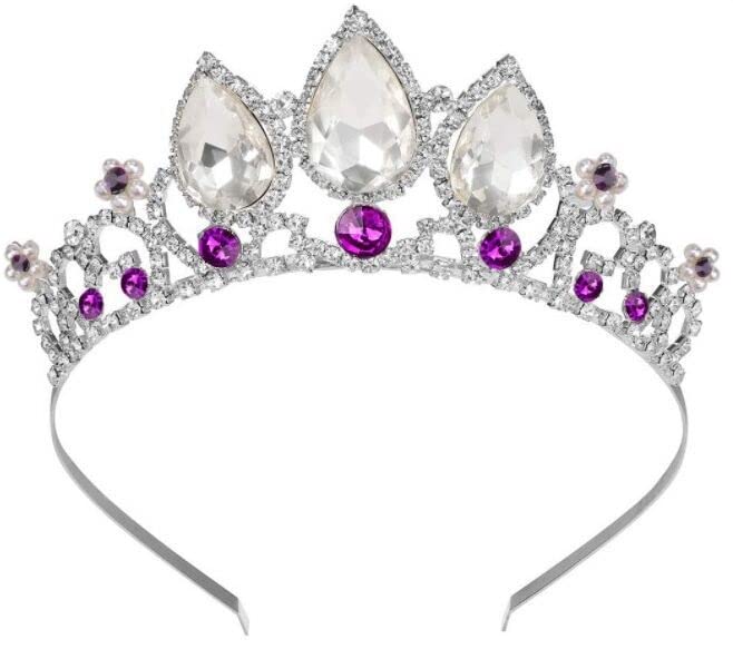 Disney Princess Tangled Crystal Rhinestone Tiara Headband - Elegant Cosplay Crown for Girls, Prom, Halloween, Birthday & Costume Parties - Perfect for Dress-Up, Photo Shoots & Special Occasions