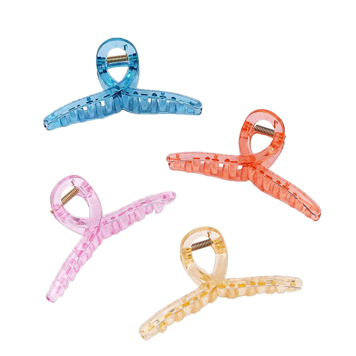 BAKEFY Clear Hair Claw Clips for Thick Hair - Non-Slip Jumbo Hair Clips with Strong Hold, French Design Hair Styling Accessories for Women & Girls - Perfect for Updos, Ponytails, and Everyday Hairstyles