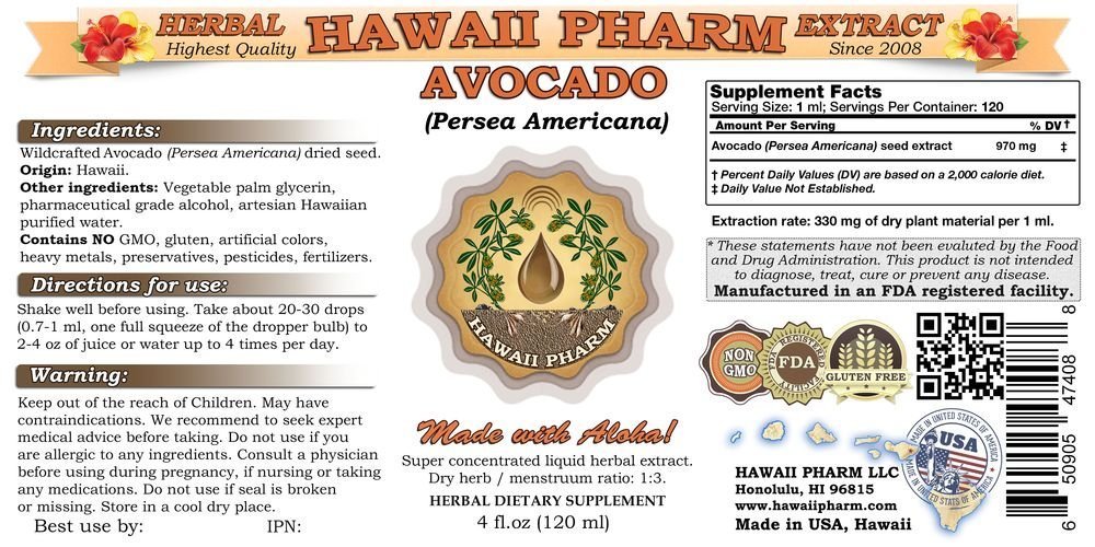Organic Avocado Liquid Extract - Cold Pressed Avocado (Persea Americana) Tincture - Natural Herbal Supplement for Skin & Hair Care - 15x4 oz Bottles - Perfect for Smoothies, Salads & DIY Beauty Recipes